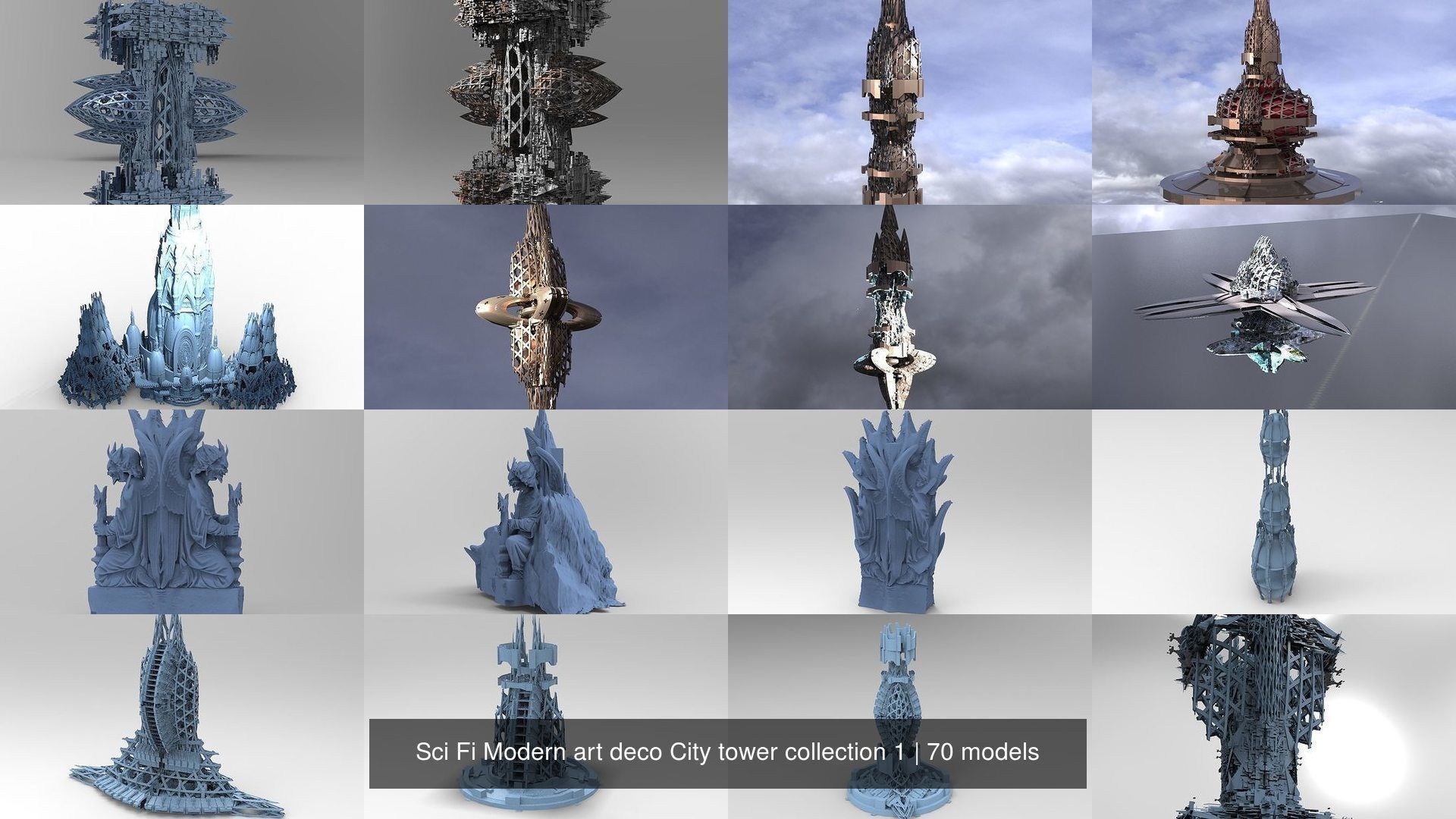 Sci Fi Modern art deco City tower collection 1 _6