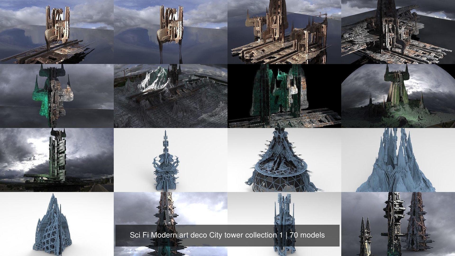 Sci Fi Modern art deco City tower collection 1 _2