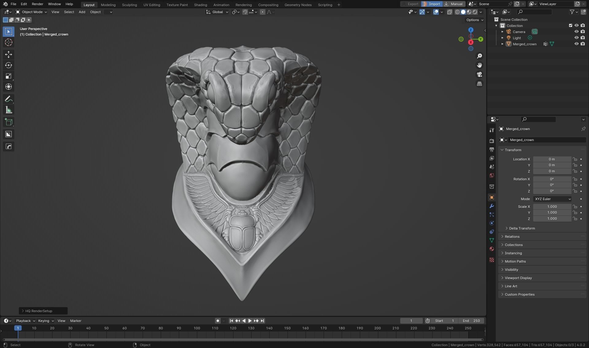 king cobra snake crown high model statue 3D print model_14