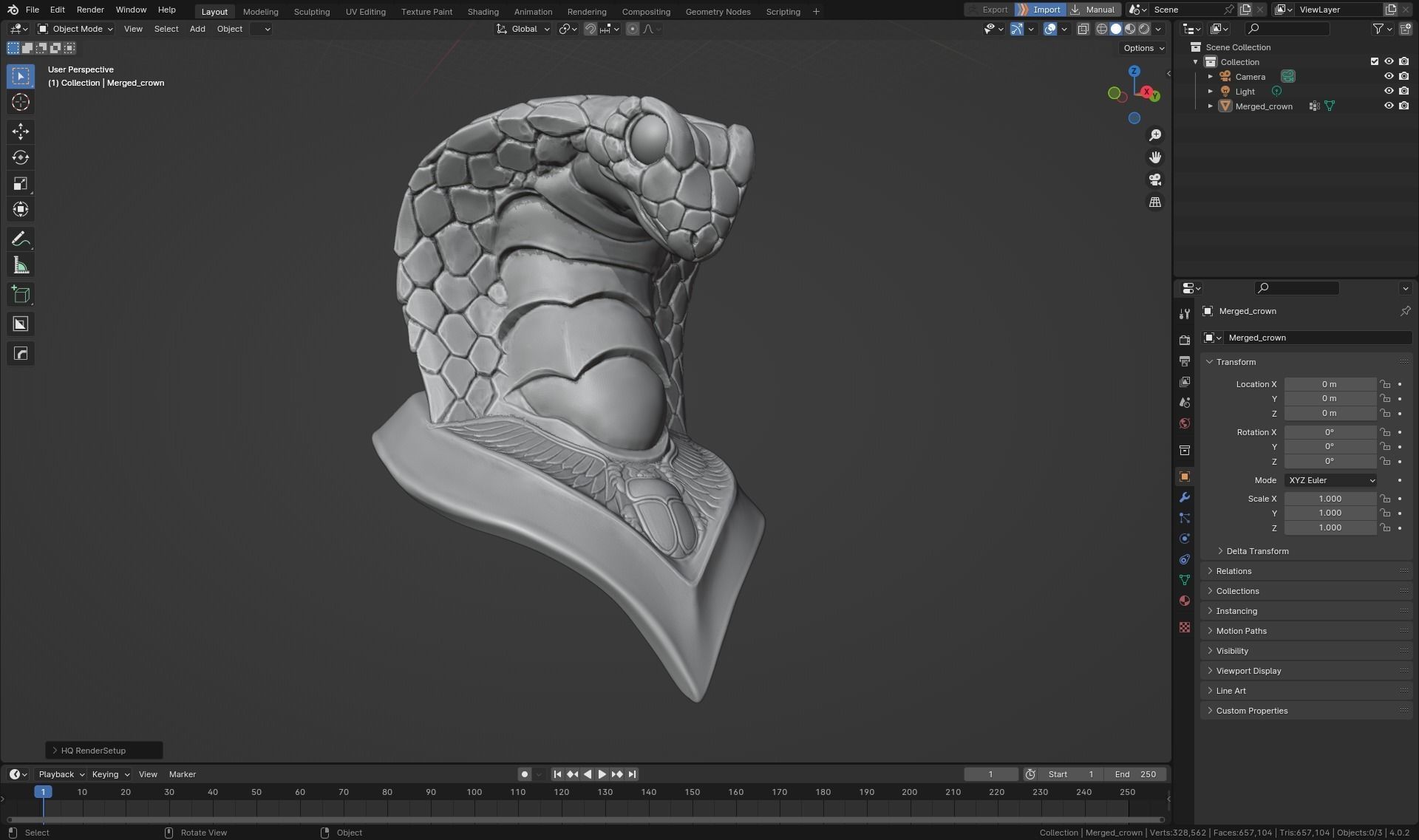 king cobra snake crown high model statue 3D print model_13