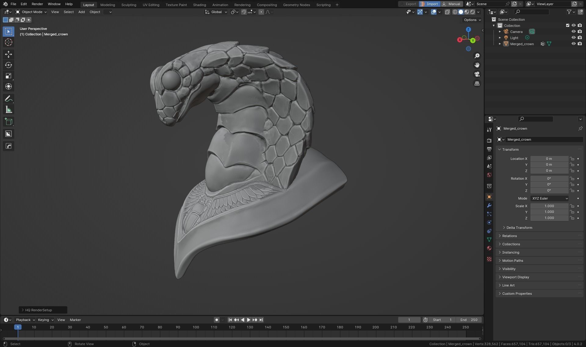 king cobra snake crown high model statue 3D print model_16