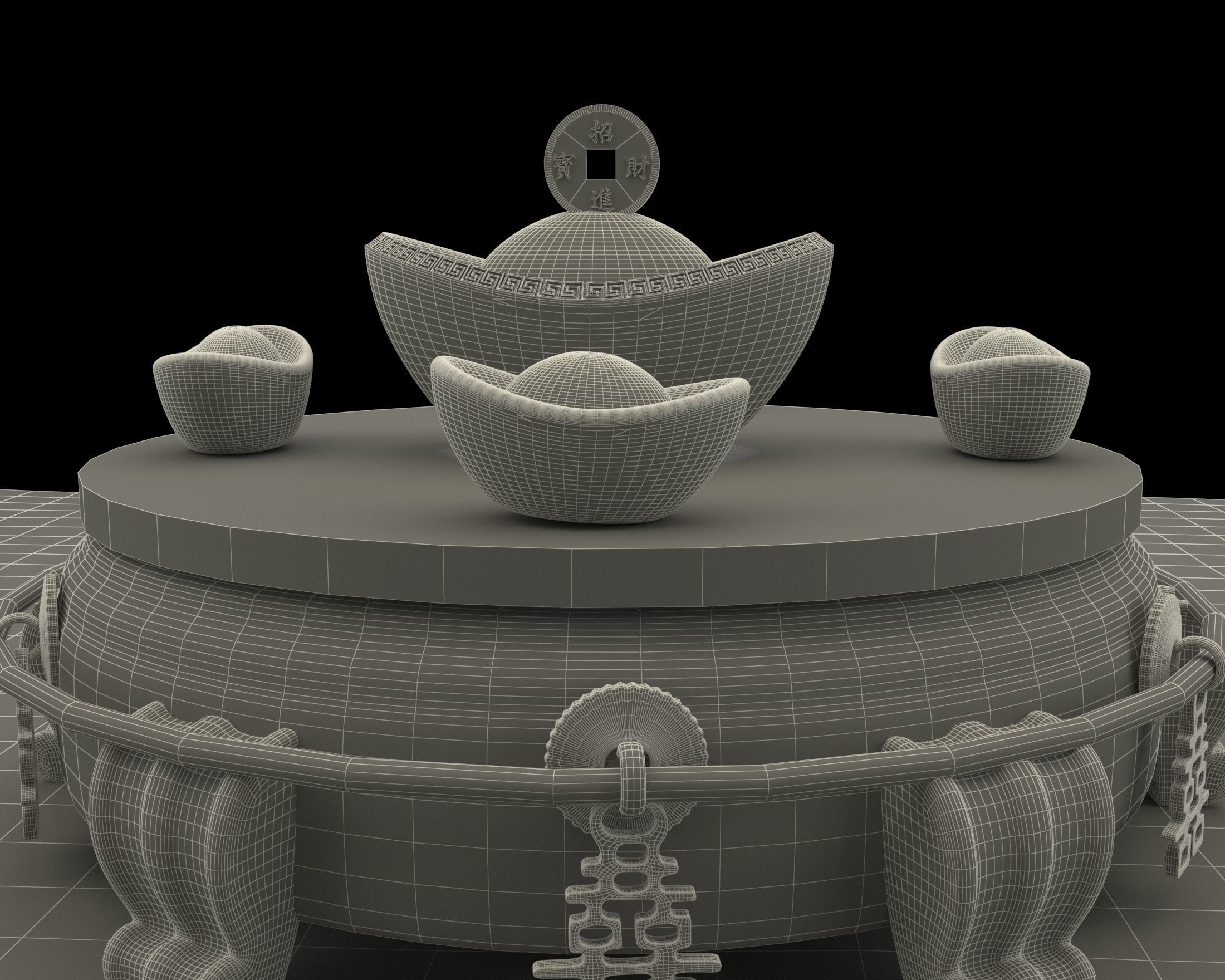 Chinese gold ingot   3D model_6