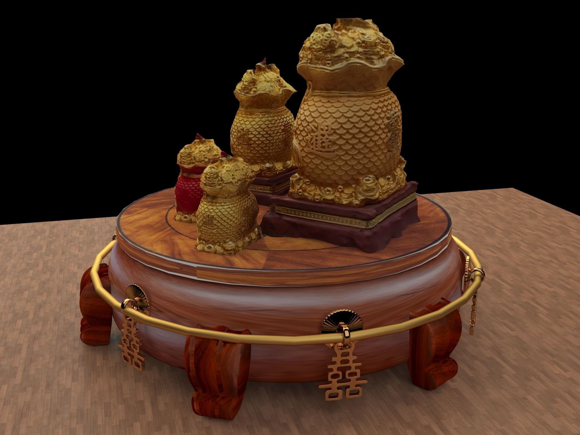  Chinese money bag   3D model_3