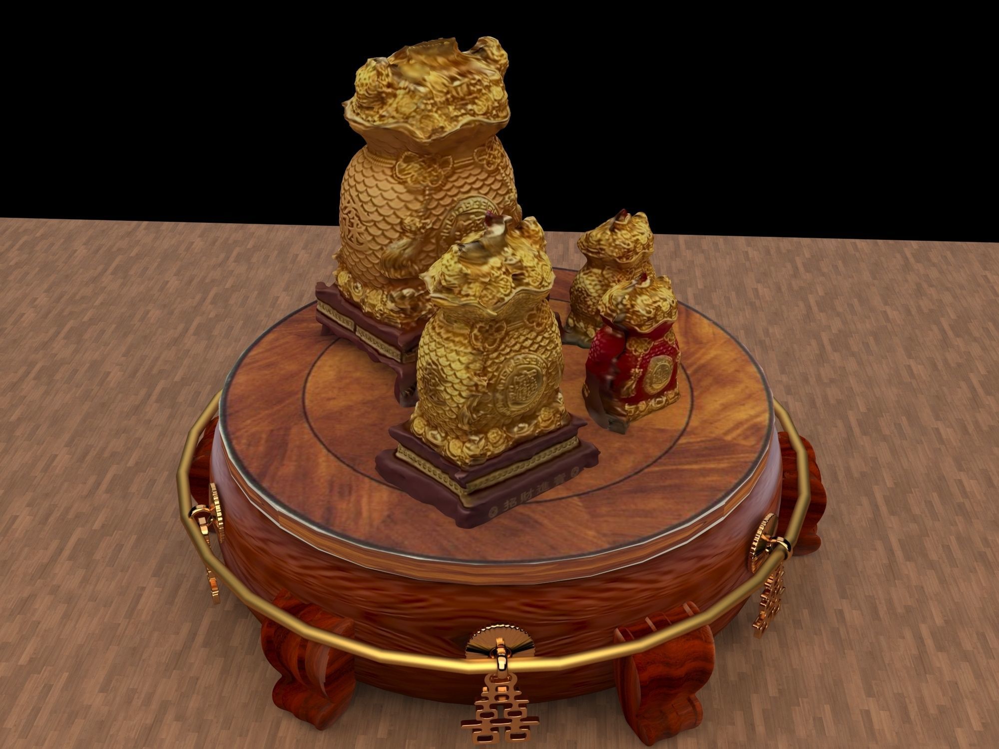  Chinese money bag   3D model_2