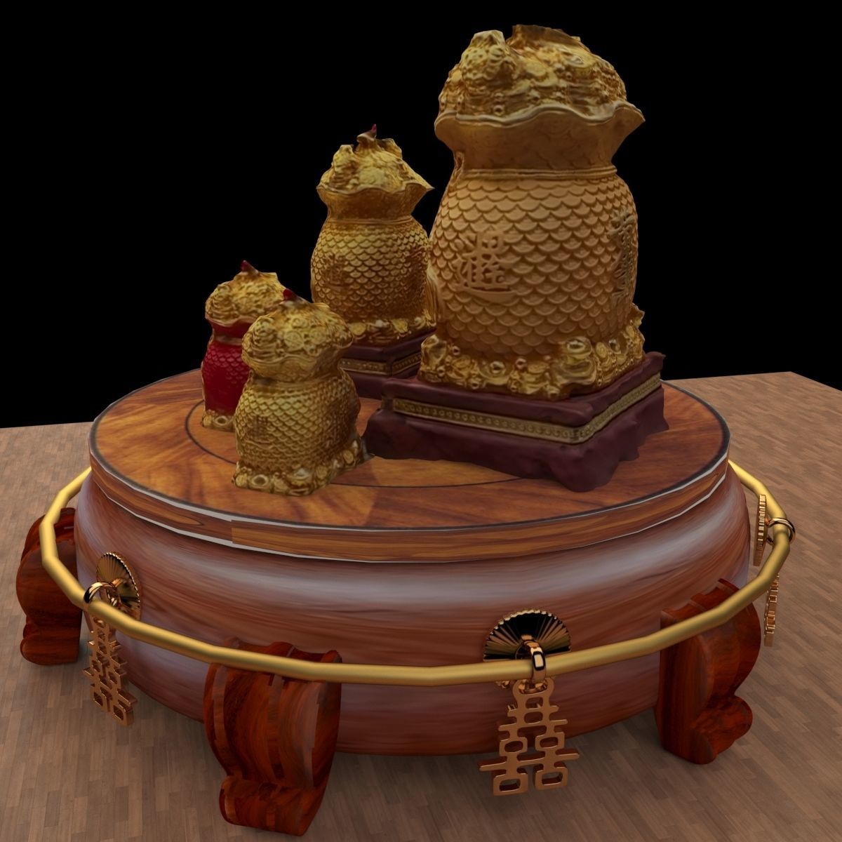  Chinese money bag   3D model_5