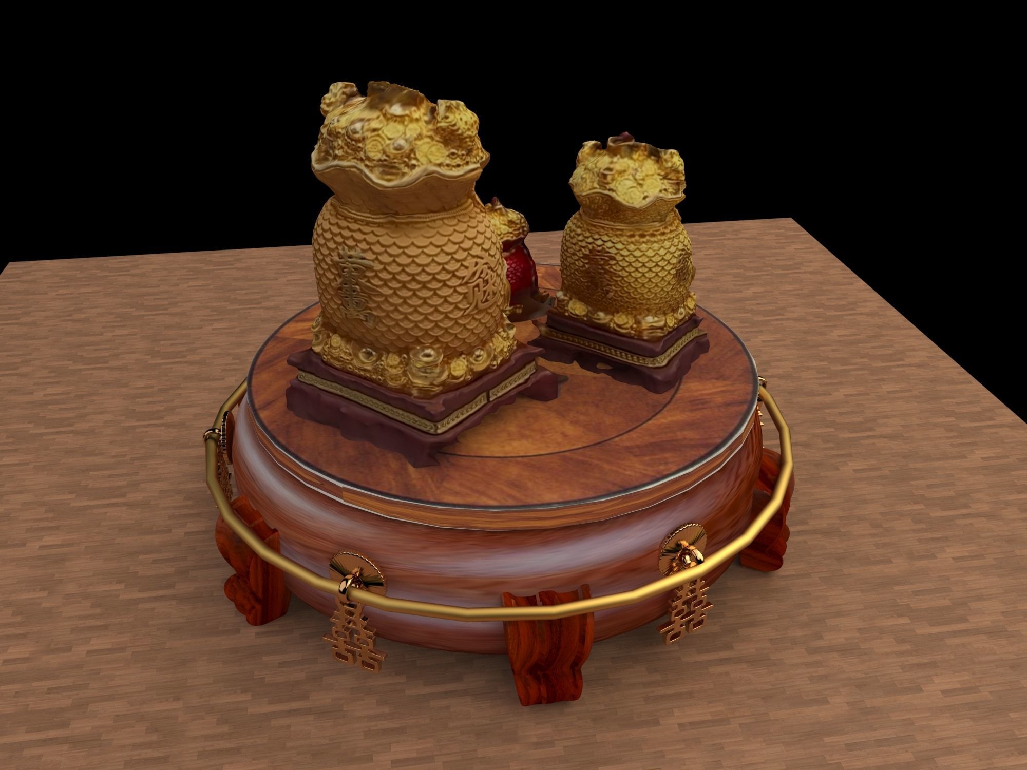  Chinese money bag   3D model_1