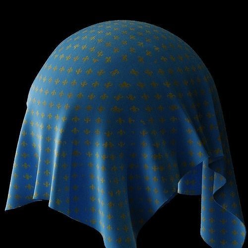 Seamless texture of royal blue medieval fabric with lily pattern Texture