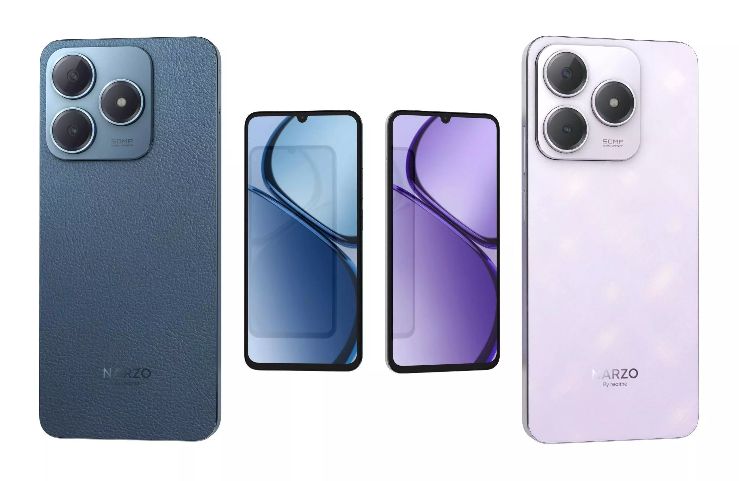 Realme Narzo N63 Leather Blue And Twilight Purple 3D model