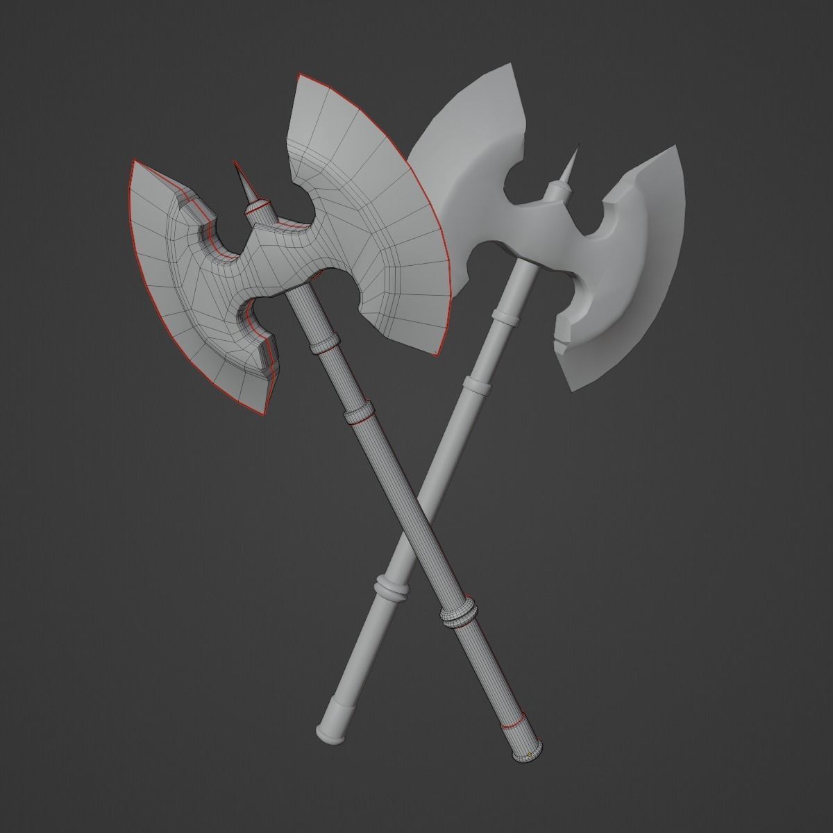 Fantasy Medieval Axe 02 Low-poly 3D model_13