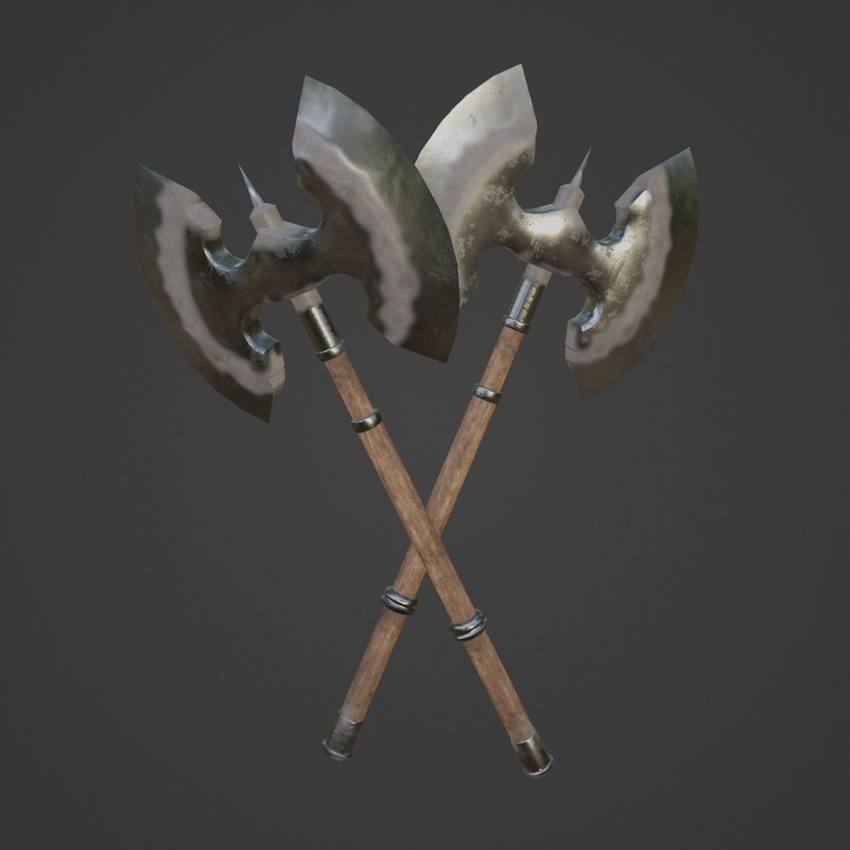 Fantasy Medieval Axe 02 Low-poly 3D model_10
