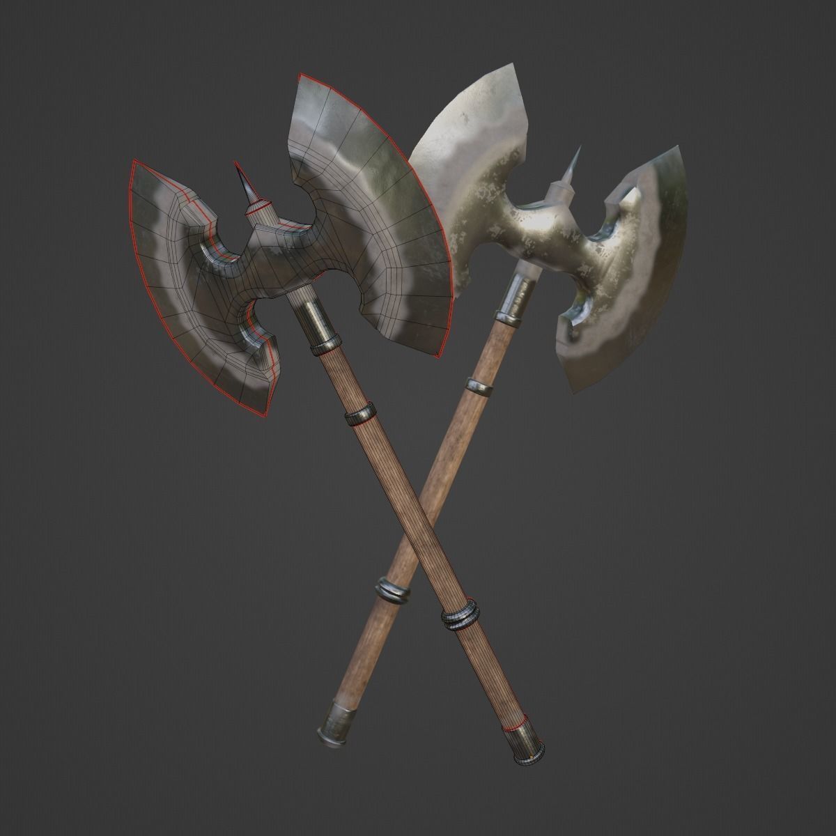 Fantasy Medieval Axe 02 Low-poly 3D model_11