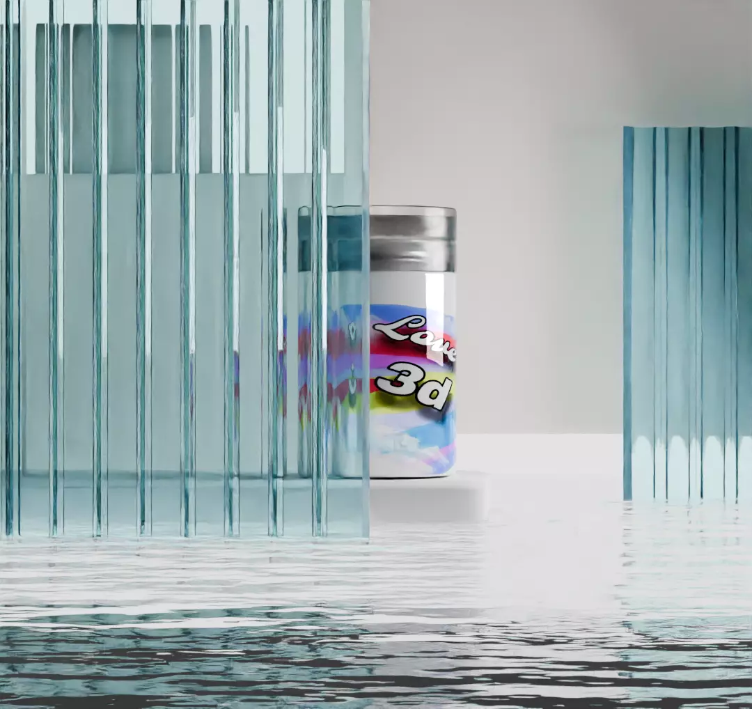 best product animation with glass 3D model