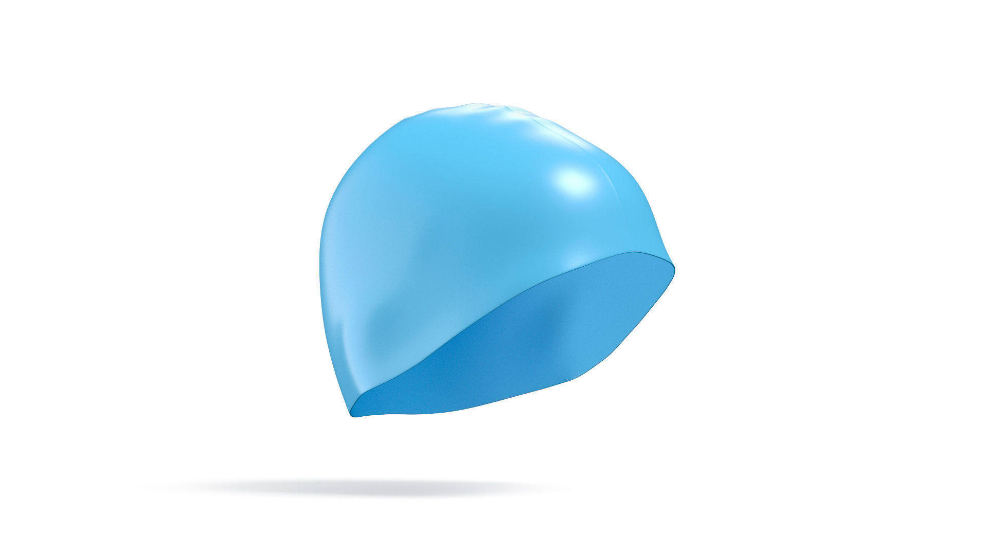 Blue Swim Cap 2 Types - lying and no gravity swimming hat set 3D model_2