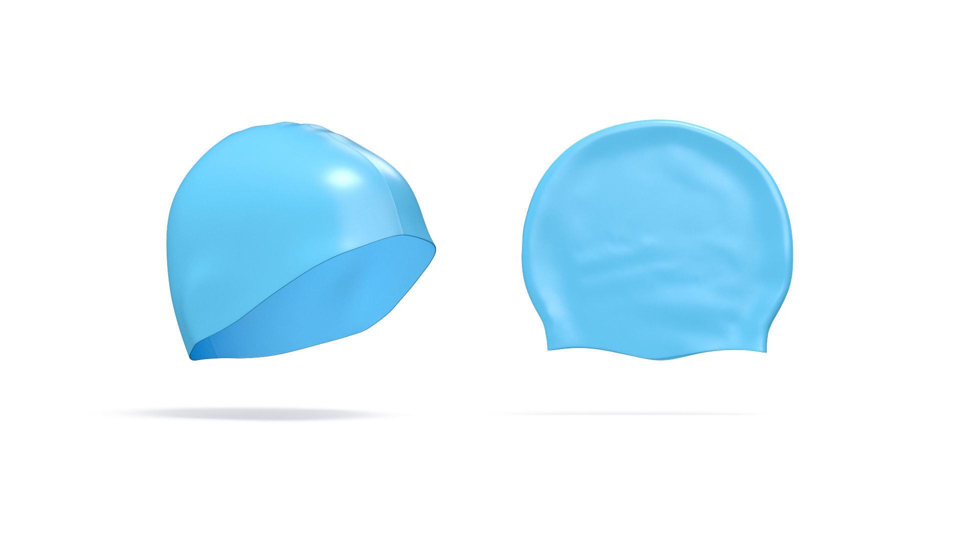 Blue Swim Cap 2 Types - lying and no gravity swimming hat set 3D model_1