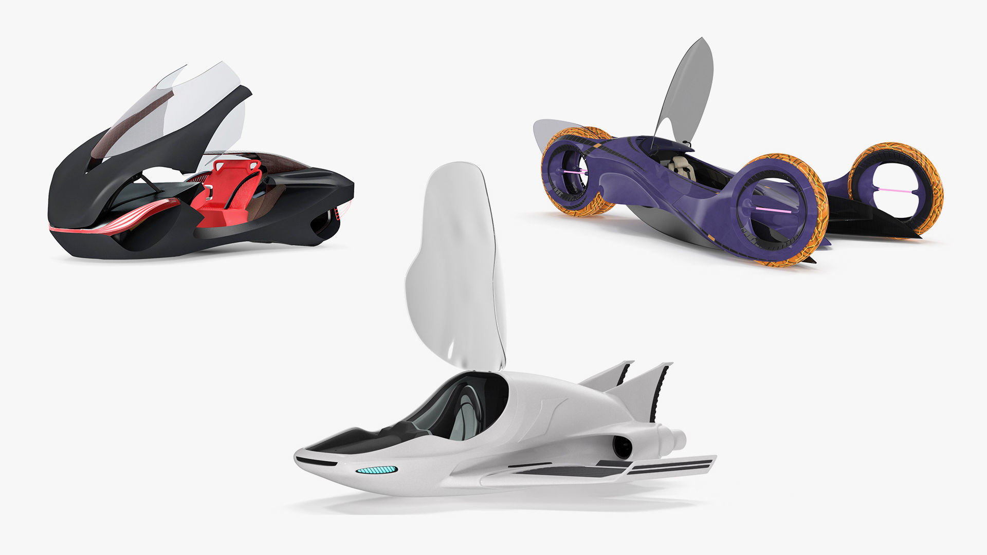 Rigged Futuristic Concept Cars Collection 3D Model Pack