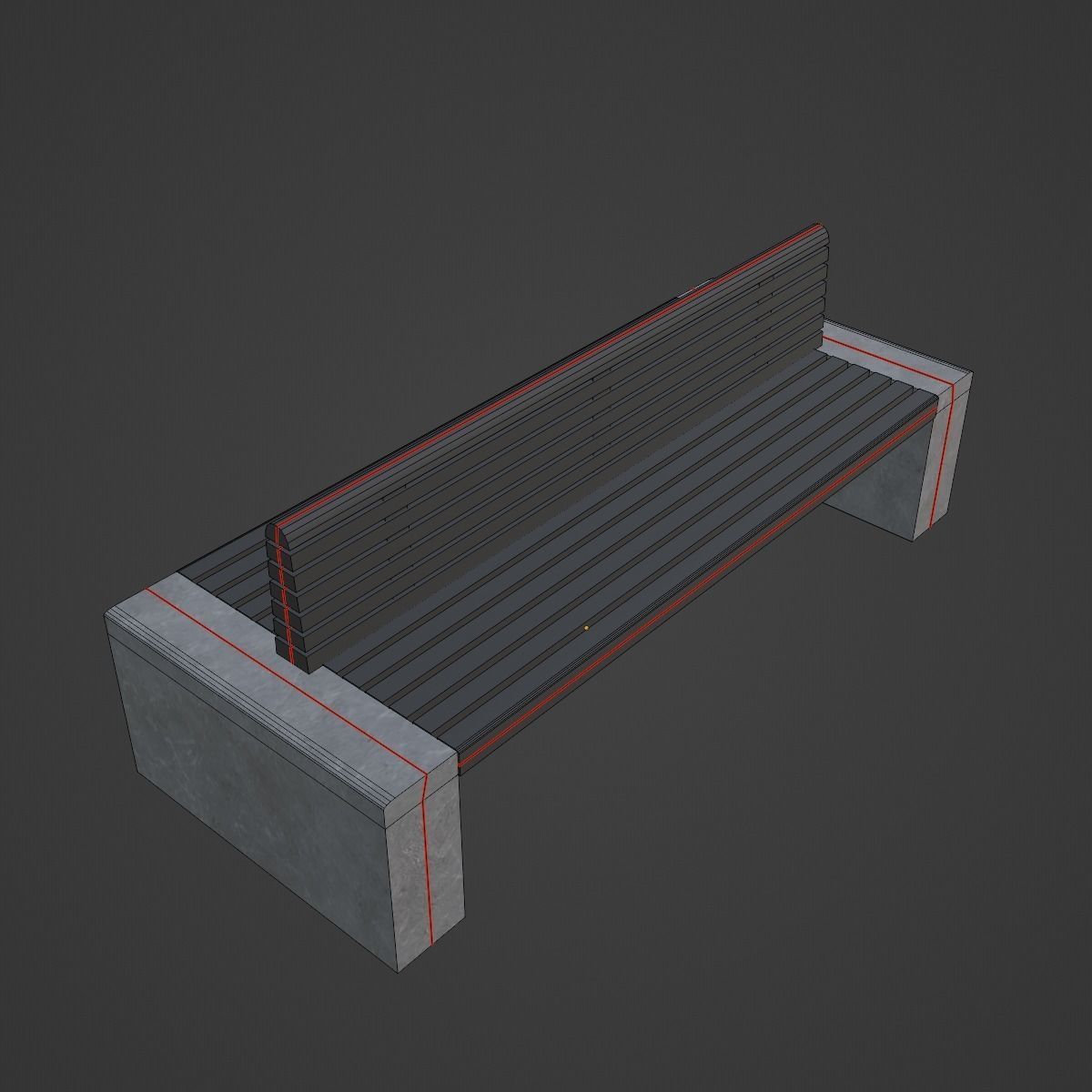 Modern Outdoor Bench 02 Low-poly 3D model_12