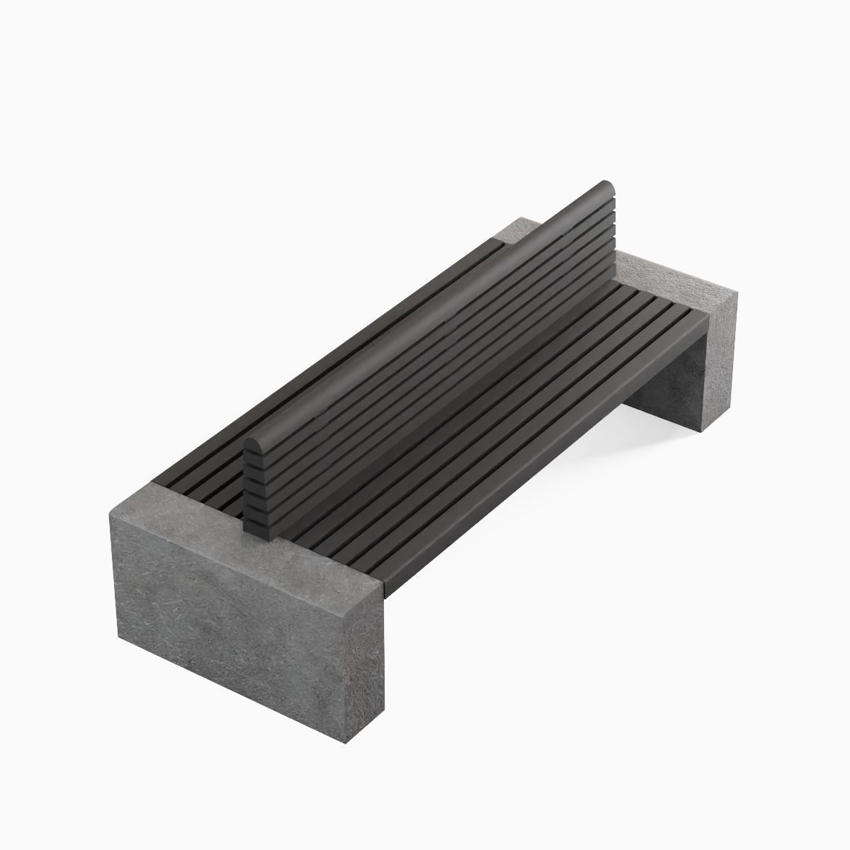 Modern Outdoor Bench 02 Low-poly 3D model_7