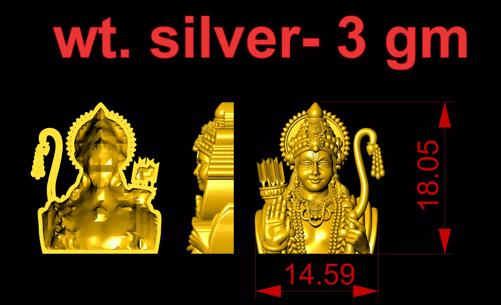 ram ji pendant 3D print model_0