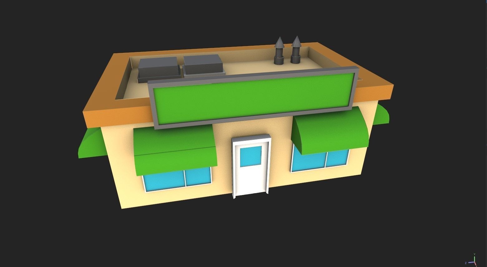 Low Poly Stylized Building - 1 - Mobile Game Ready Asset Low-poly 3D model_2