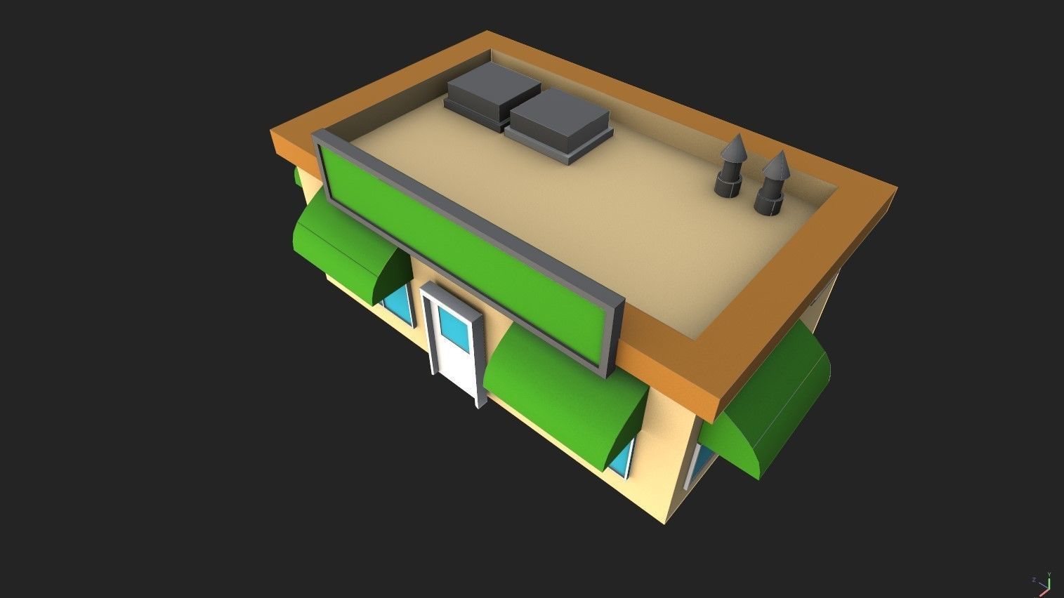 Low Poly Stylized Building - 1 - Mobile Game Ready Asset Low-poly 3D model_3