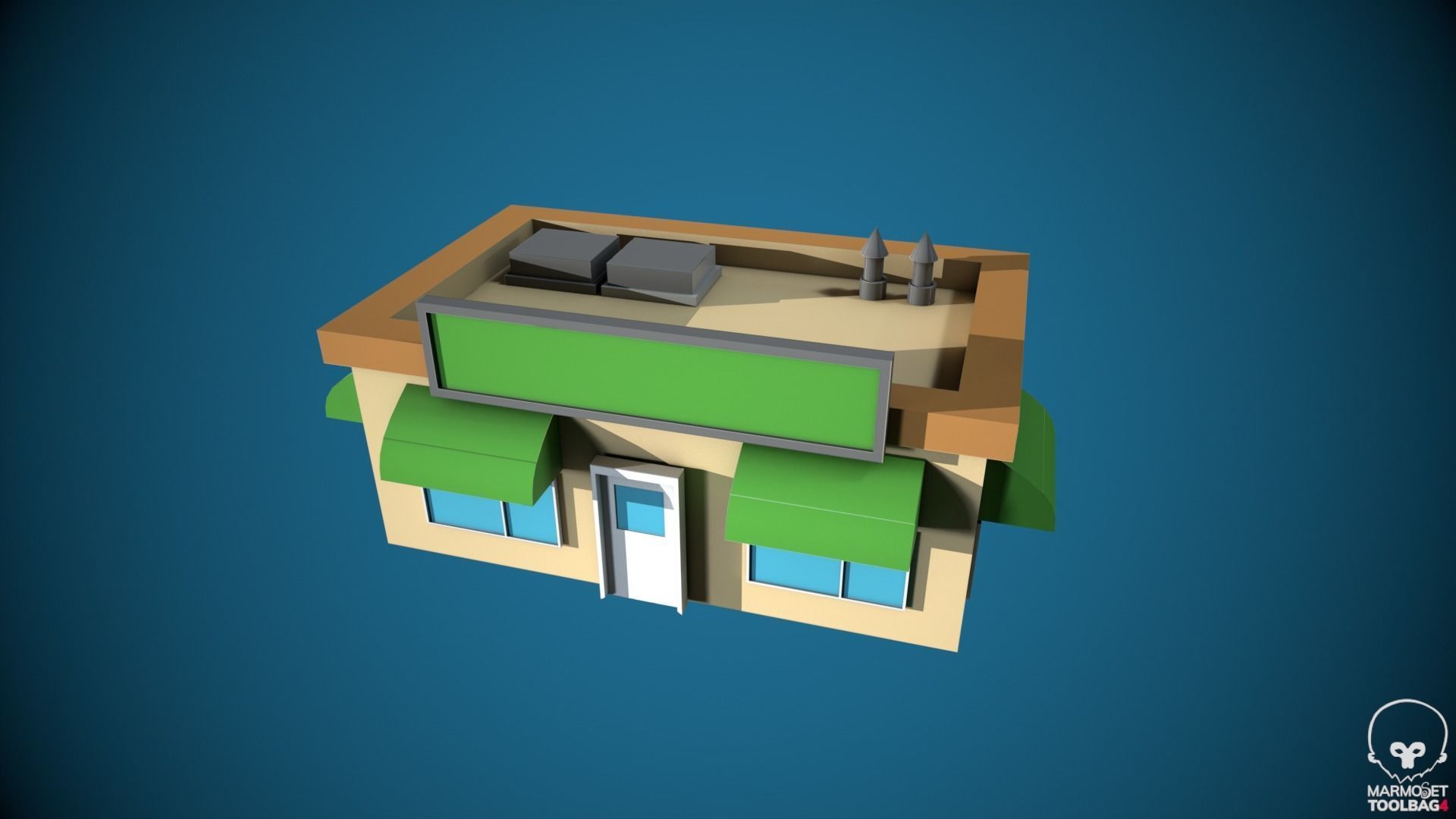 Low Poly Stylized Building - 1 - Mobile Game Ready Asset Low-poly 3D model_1