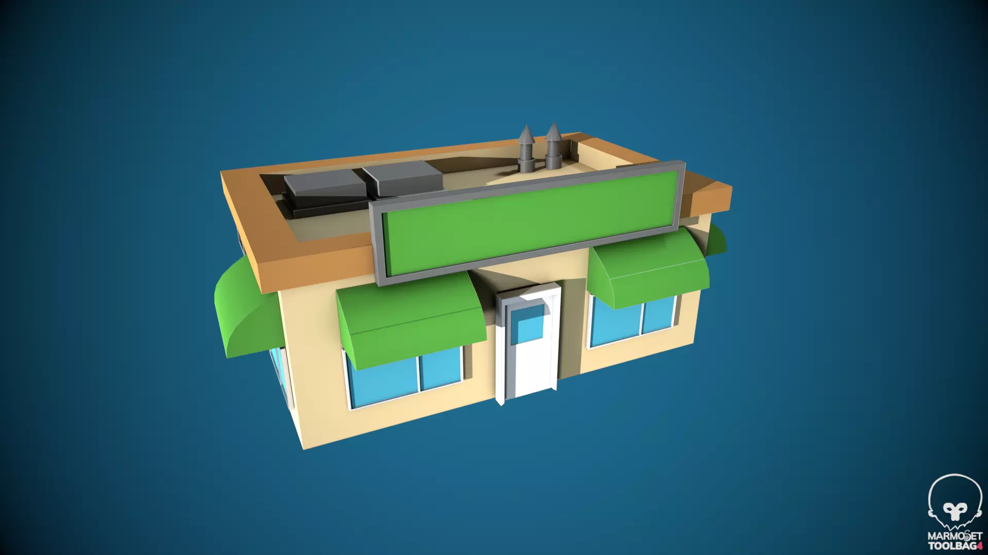 Low Poly Stylized Building - 1 - Mobile Game Ready Asset Low-poly 3D model_0