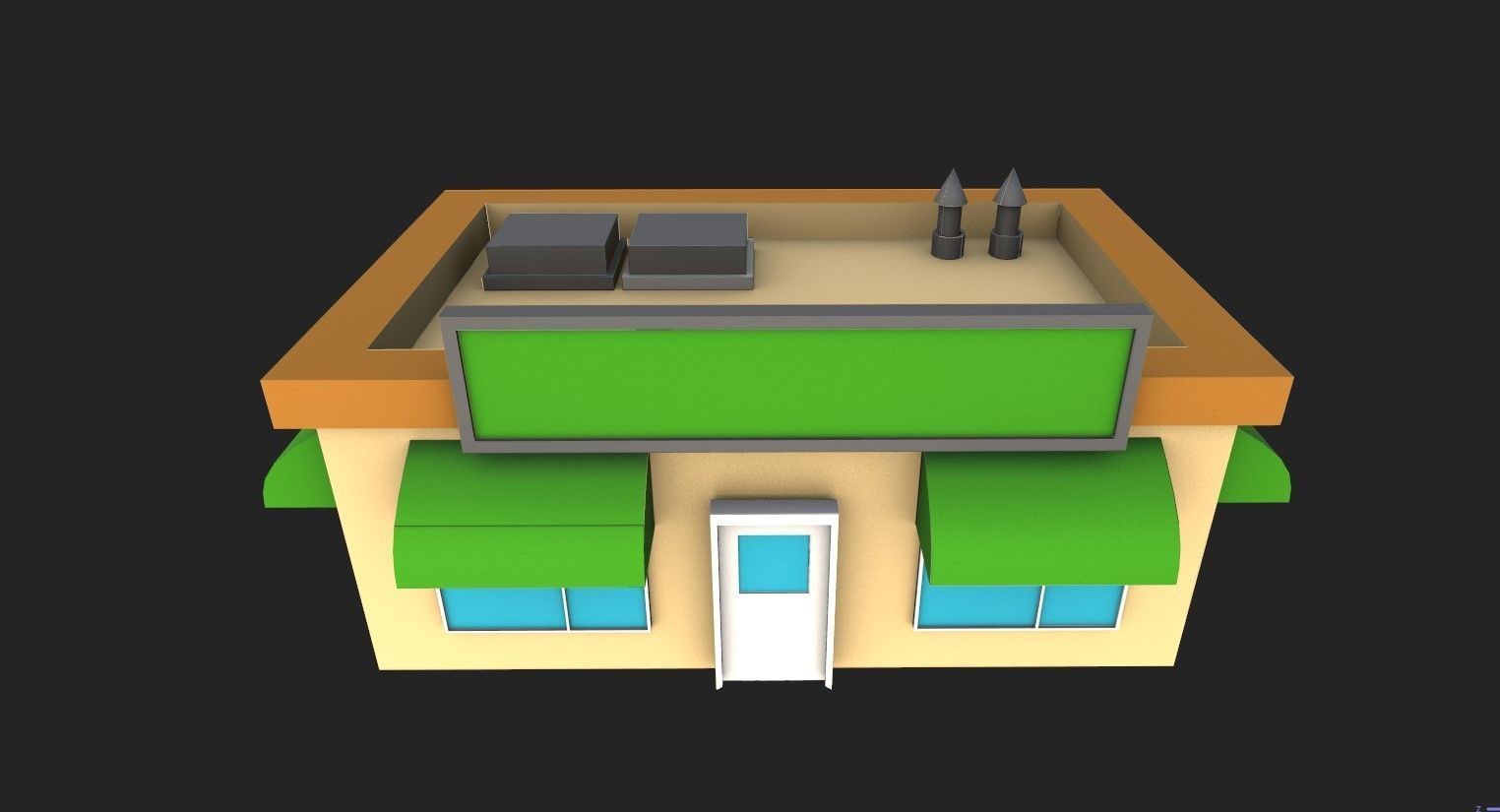 Low Poly Stylized Building - 1 - Mobile Game Ready Asset Low-poly 3D model_4