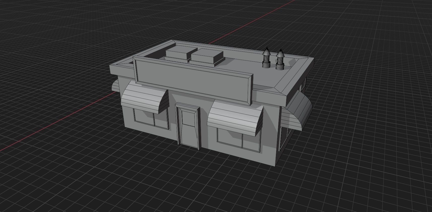 Low Poly Stylized Building - 1 - Mobile Game Ready Asset Low-poly 3D model_16