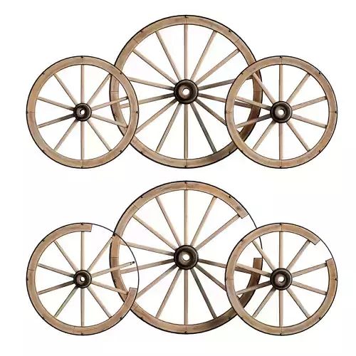 Wooden cart wheels set