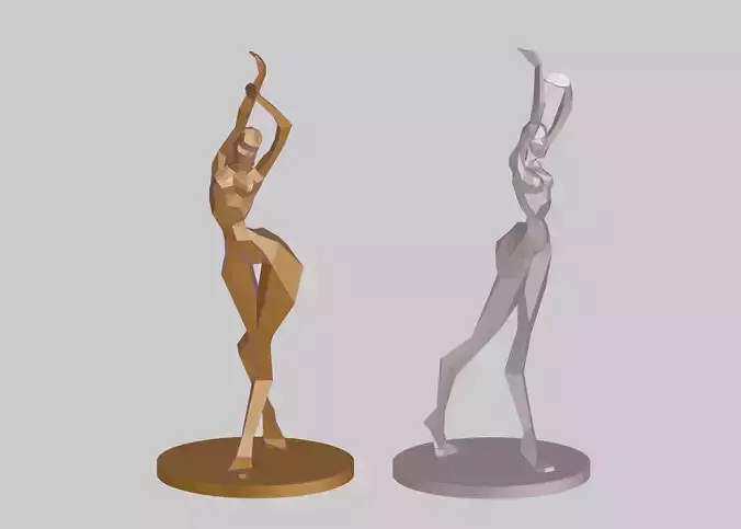 Polygonal Dancing Girl Low-poly Sculpture