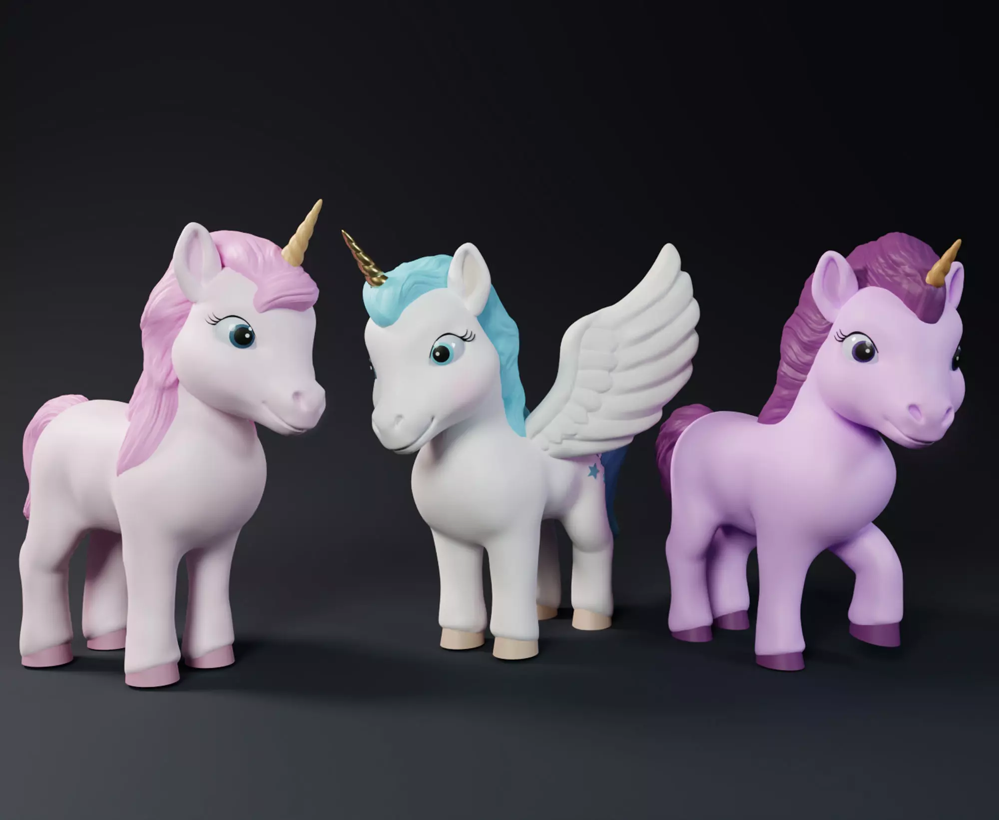 Cute Unicorns Pack 3D print model_0