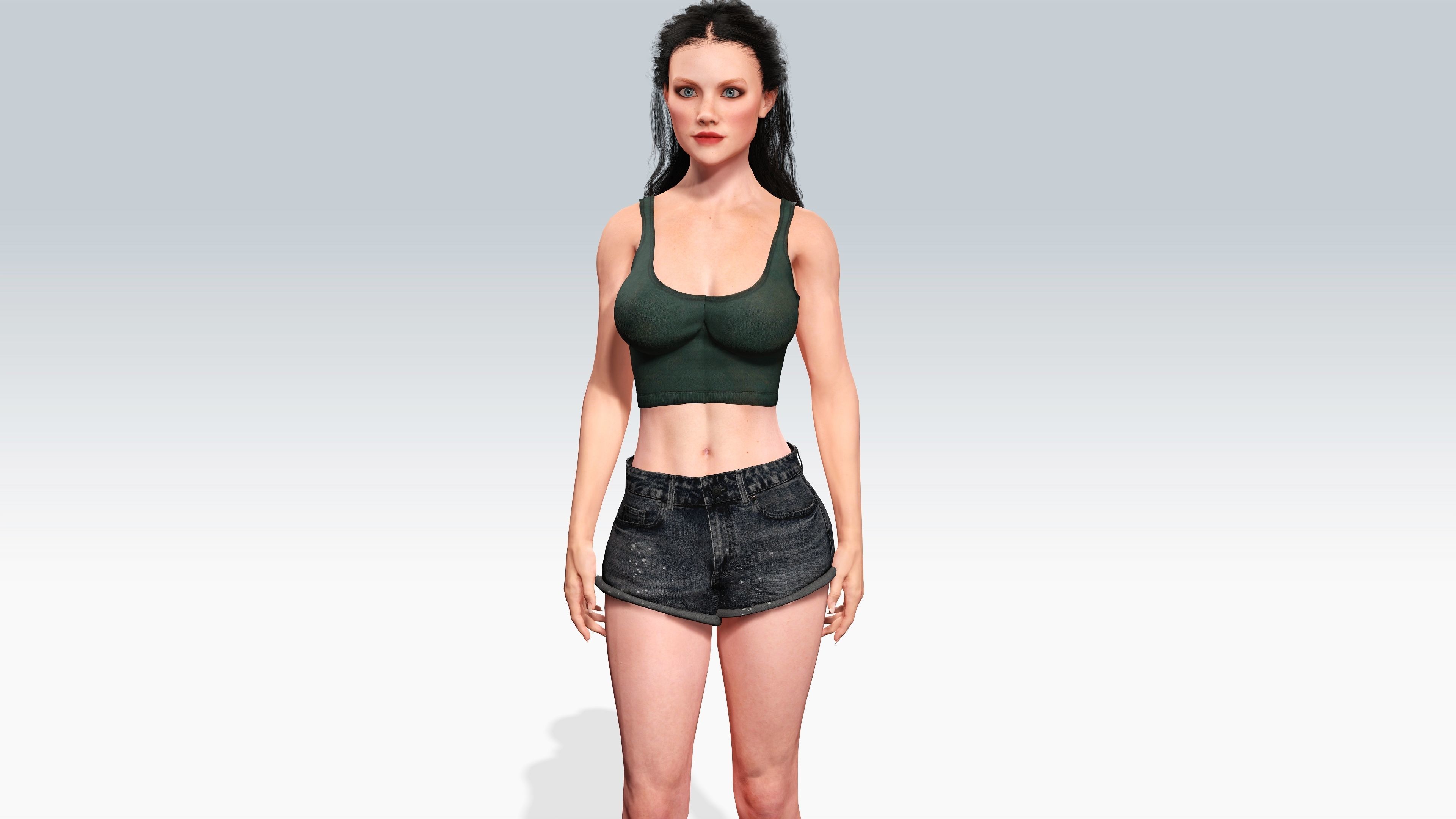 Sexy Character - Fully Rigged 3D model Low-poly 3D model_1