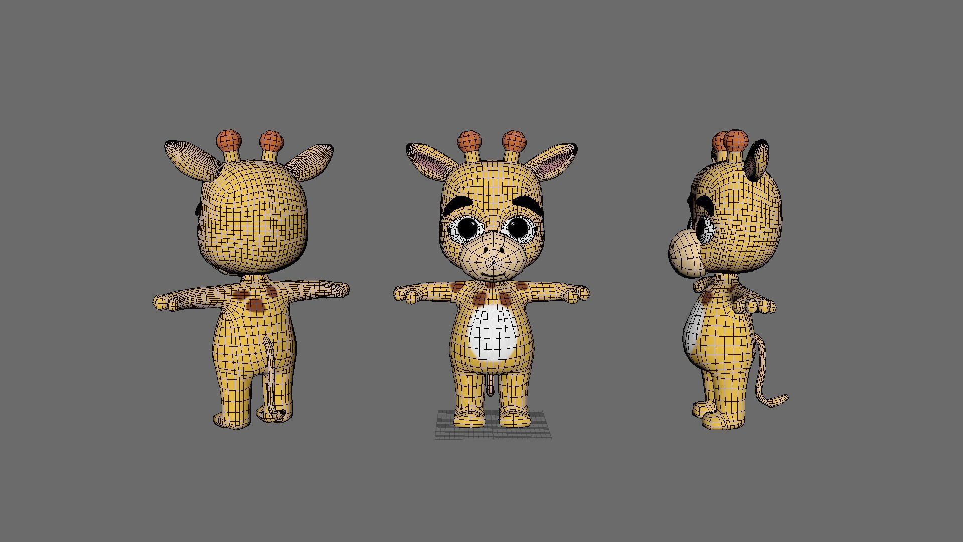 Cartoon 006 Character Giraffe Cute  Low-poly 3D model_19
