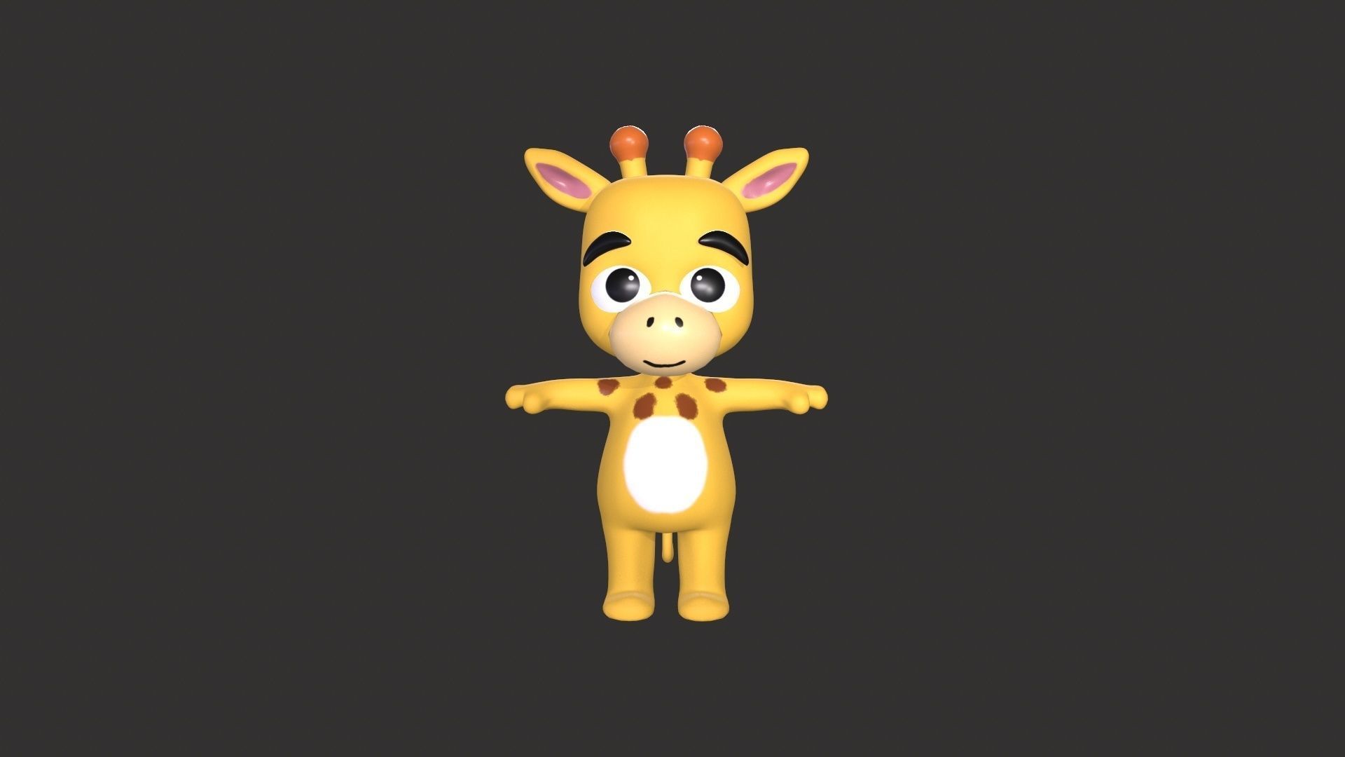Cartoon 006 Character Giraffe Cute  Low-poly 3D model_8