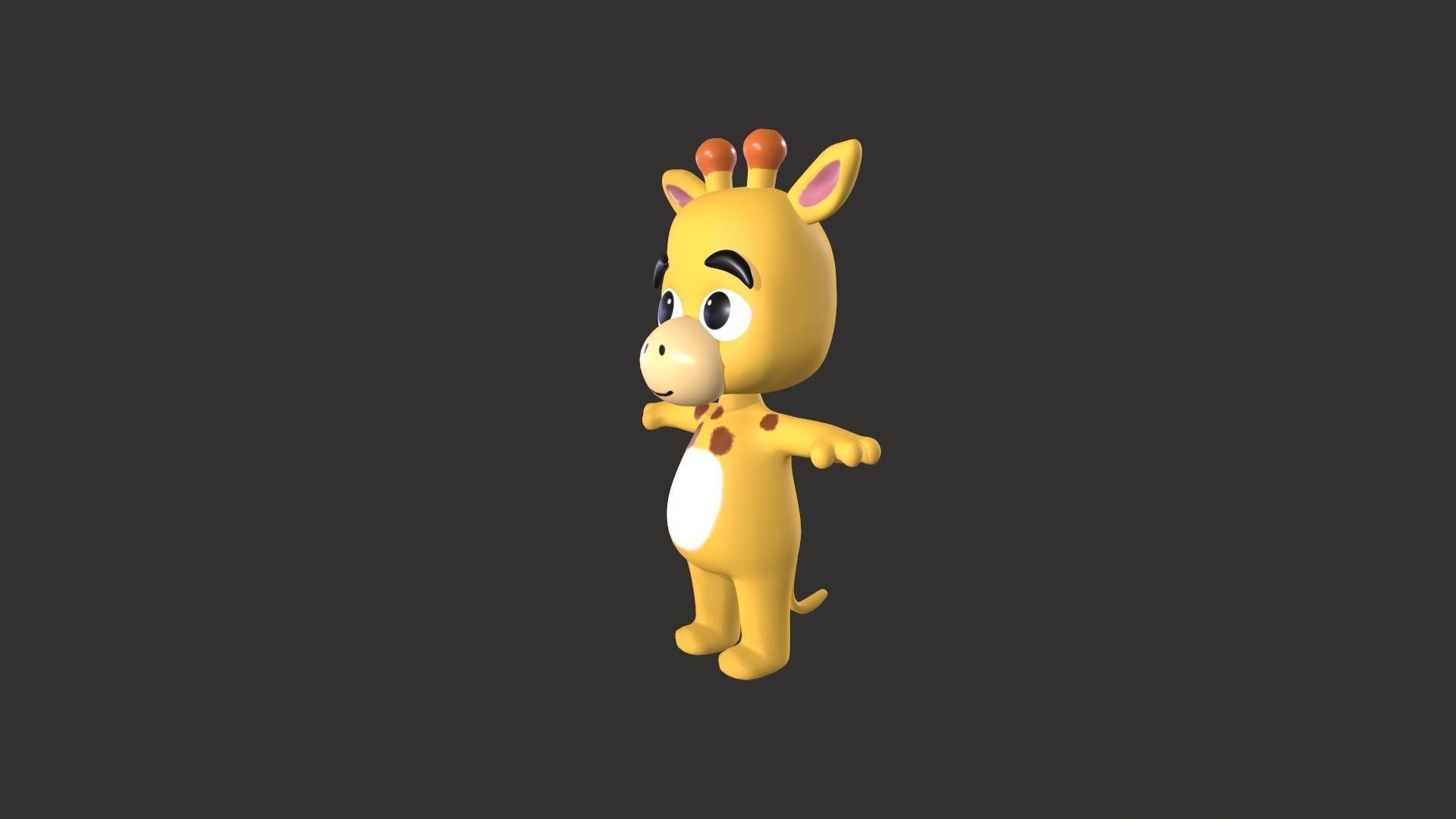 Cartoon 006 Character Giraffe Cute  Low-poly 3D model_2