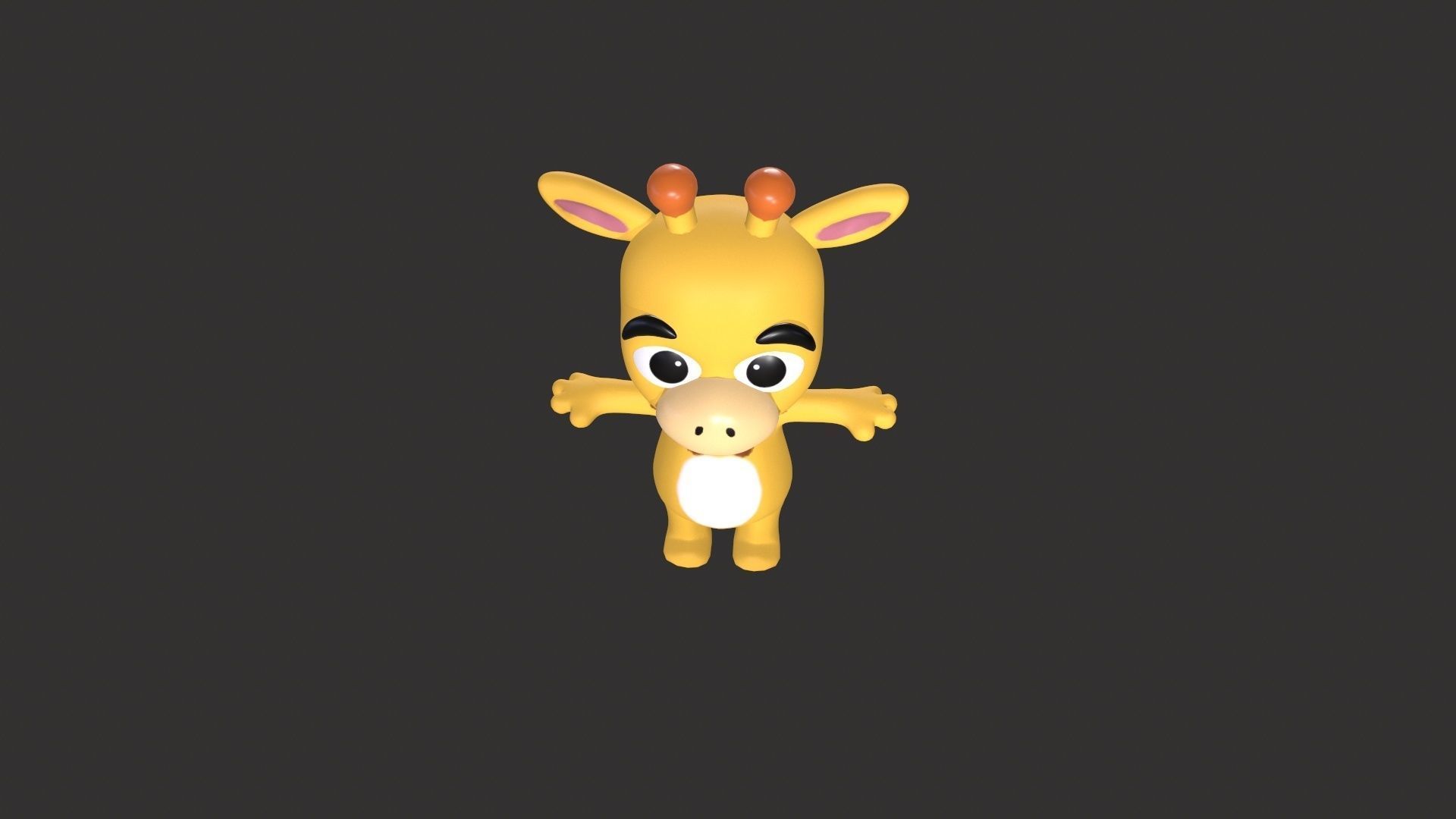 Cartoon 006 Character Giraffe Cute  Low-poly 3D model_9