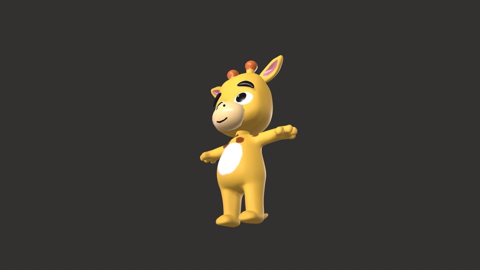Cartoon 006 Character Giraffe Cute  Low-poly 3D model_13