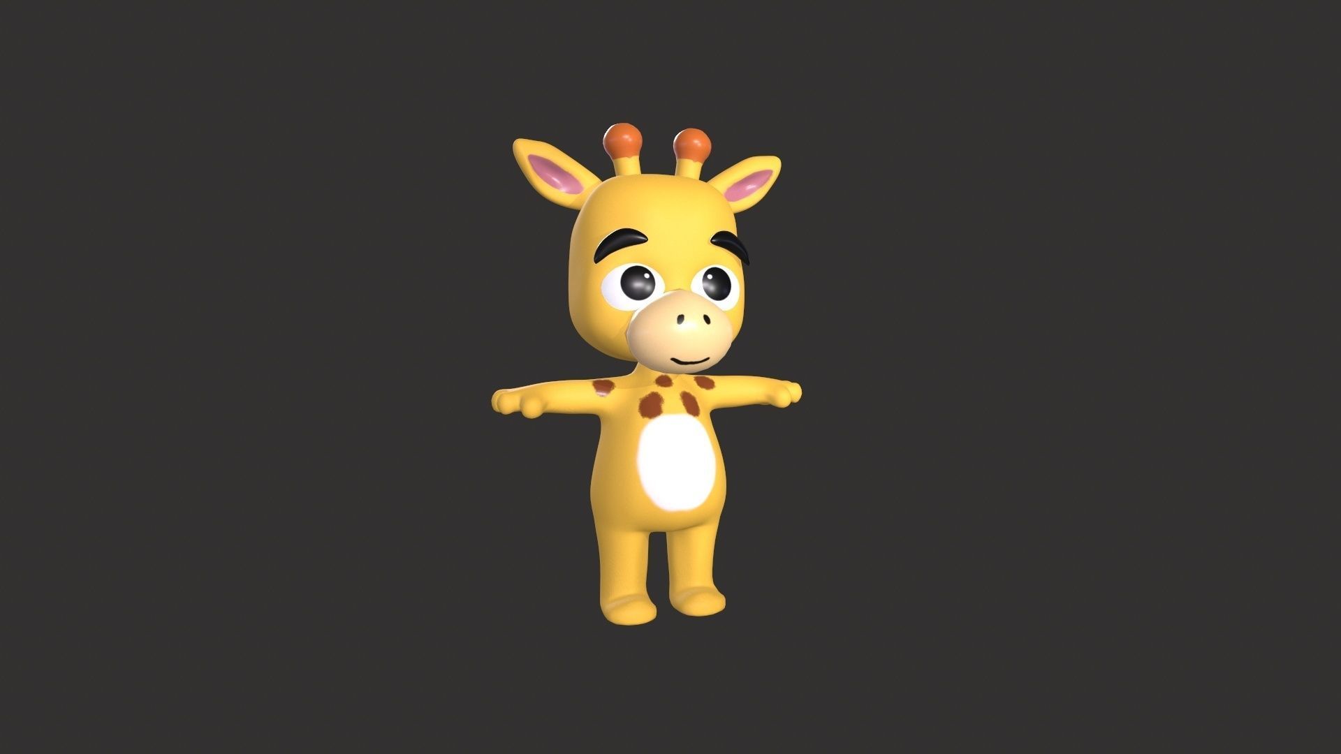 Cartoon 006 Character Giraffe Cute  Low-poly 3D model_7