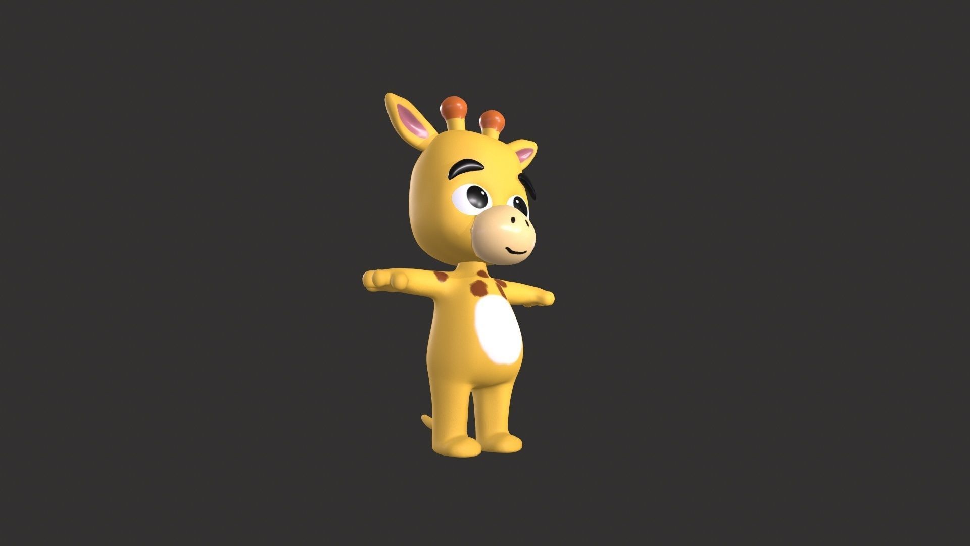 Cartoon 006 Character Giraffe Cute  Low-poly 3D model_12
