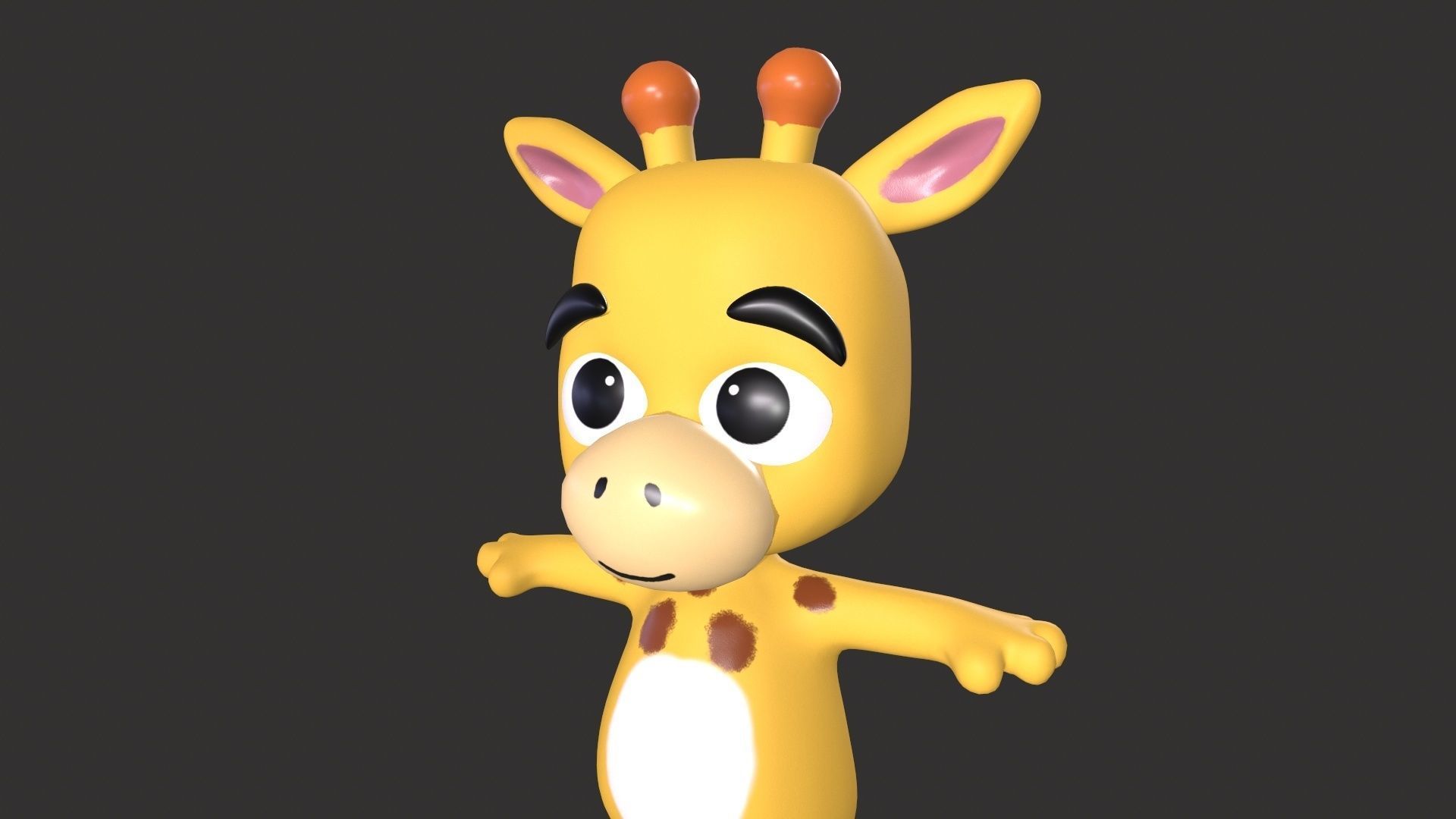 Cartoon 006 Character Giraffe Cute  Low-poly 3D model_17