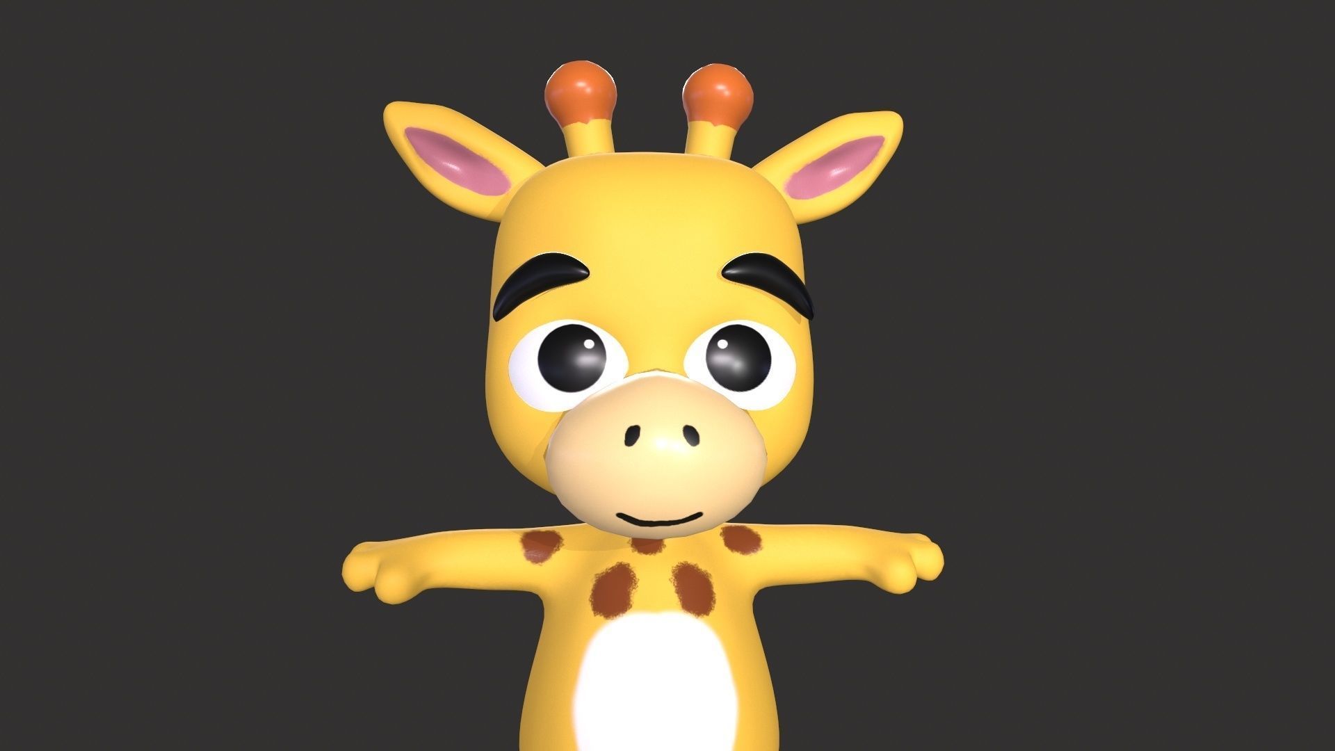 Cartoon 006 Character Giraffe Cute  Low-poly 3D model_16
