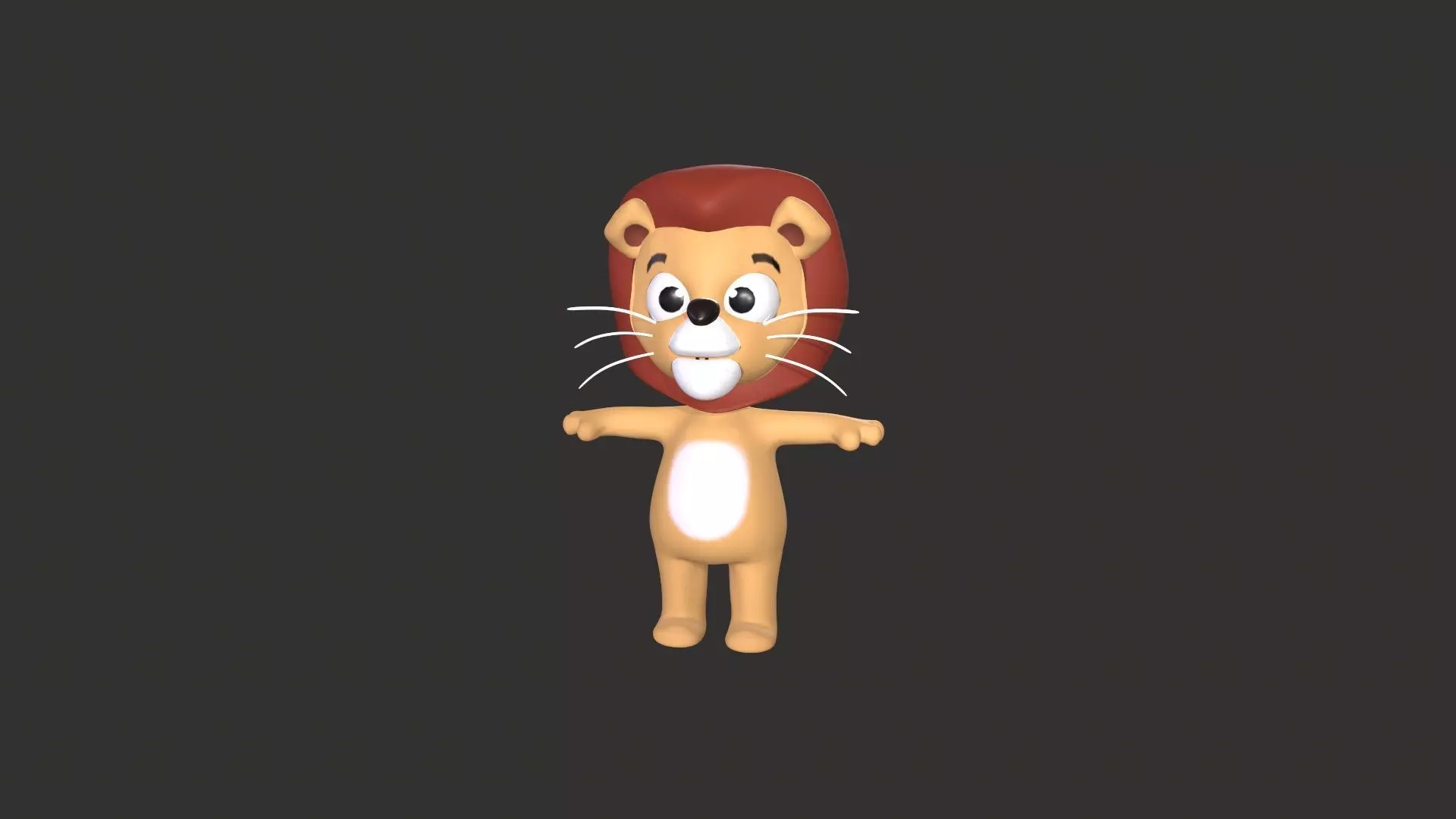 Cartoon 007 Character Lion Cute Low-poly 3D model_0
