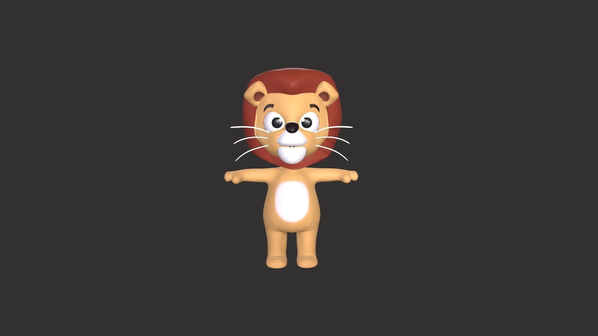Cartoon 007 Character Lion Cute Low-poly 3D model_8