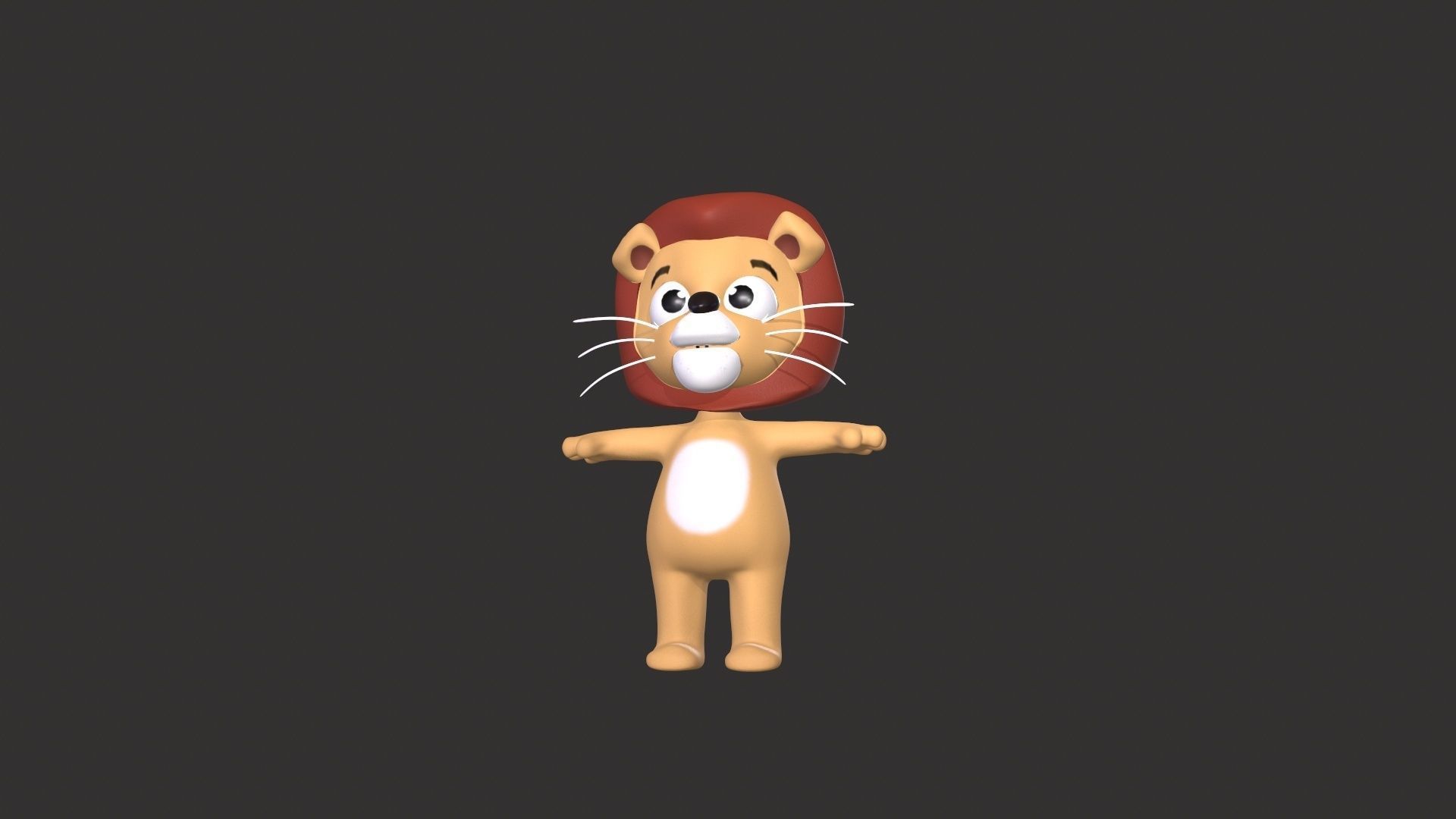 Cartoon 007 Character Lion Cute Low-poly 3D model_13