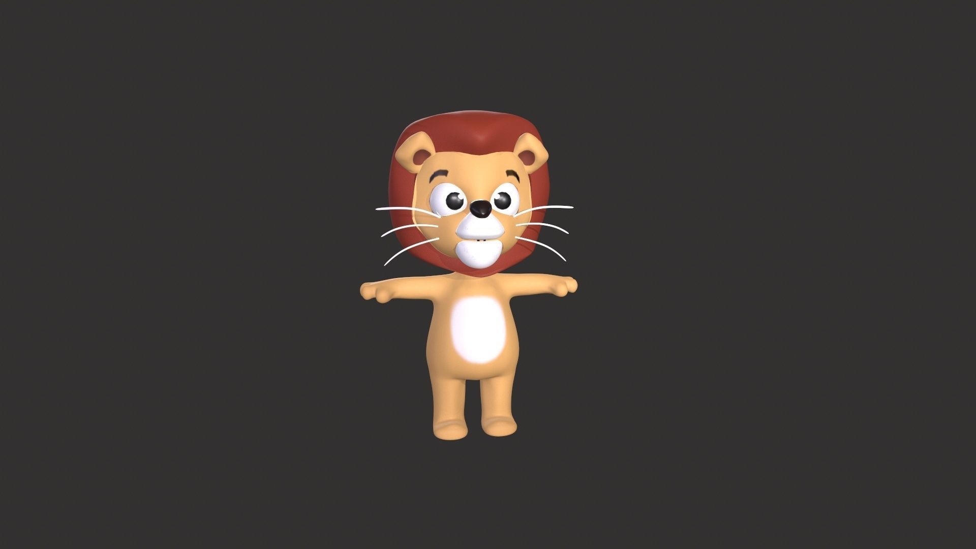 Cartoon 007 Character Lion Cute Low-poly 3D model_7