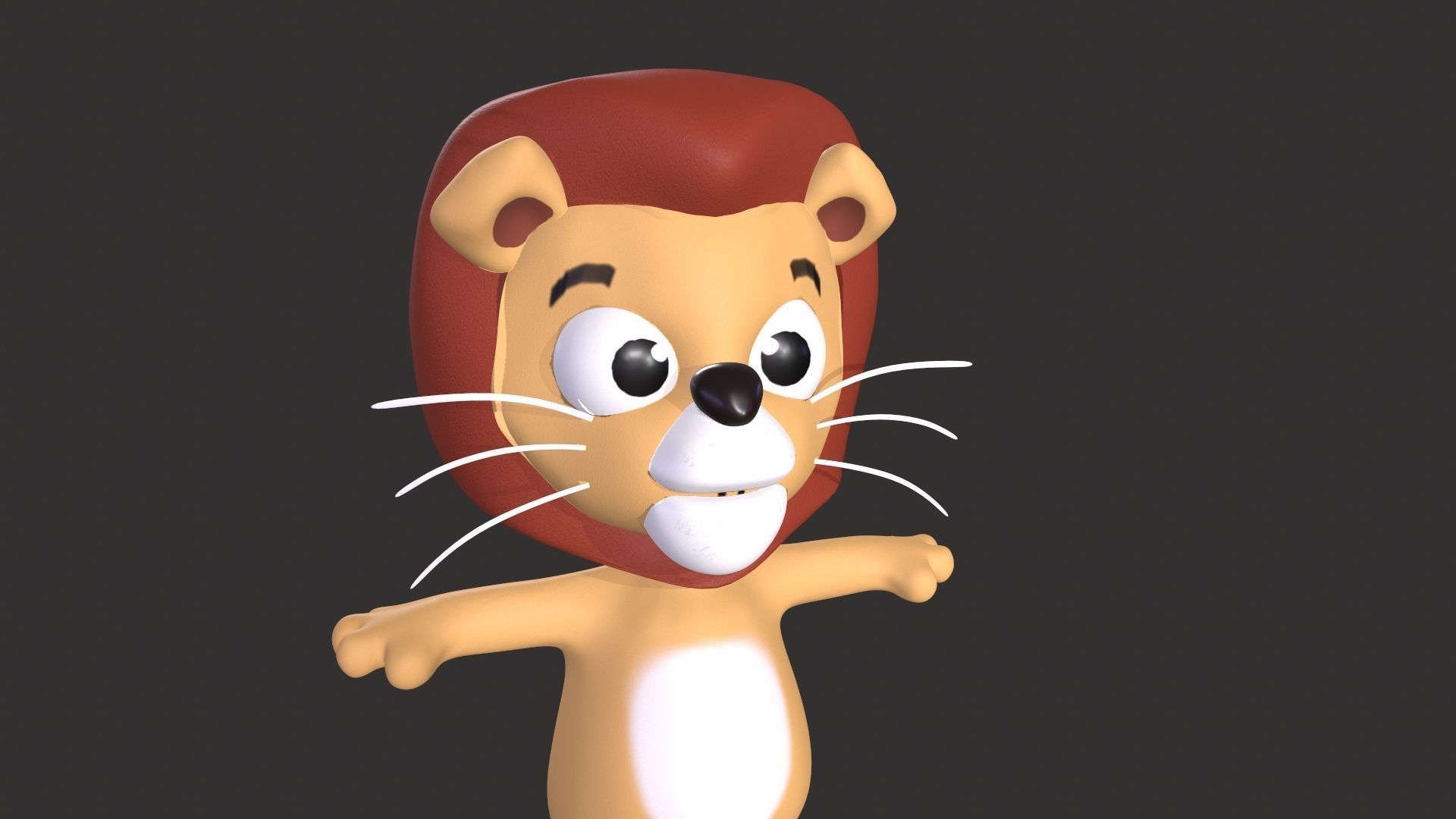 Cartoon 007 Character Lion Cute Low-poly 3D model_14