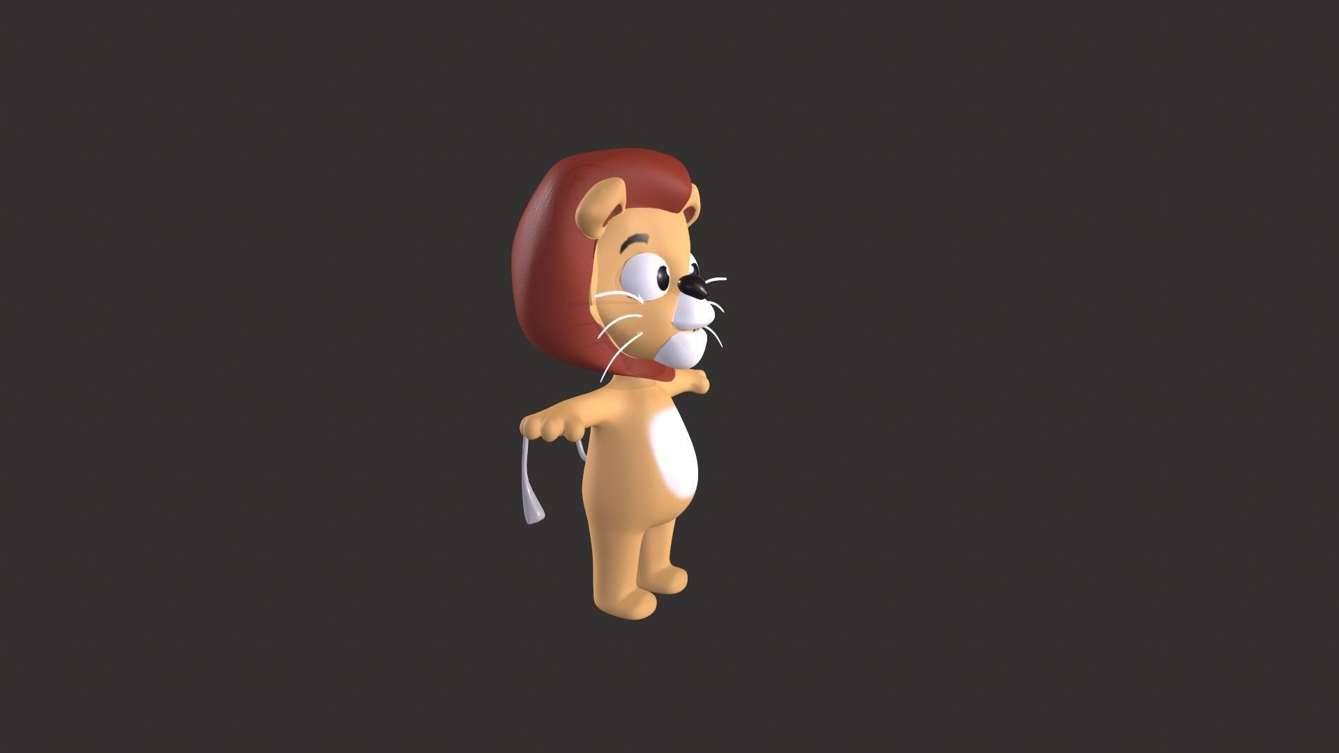 Cartoon 007 Character Lion Cute Low-poly 3D model_6