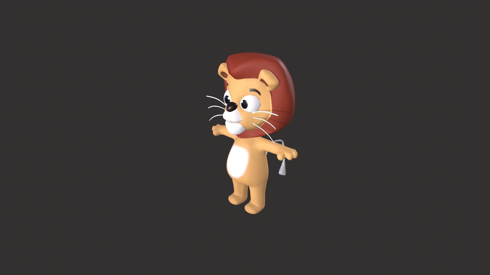Cartoon 007 Character Lion Cute Low-poly 3D model_9