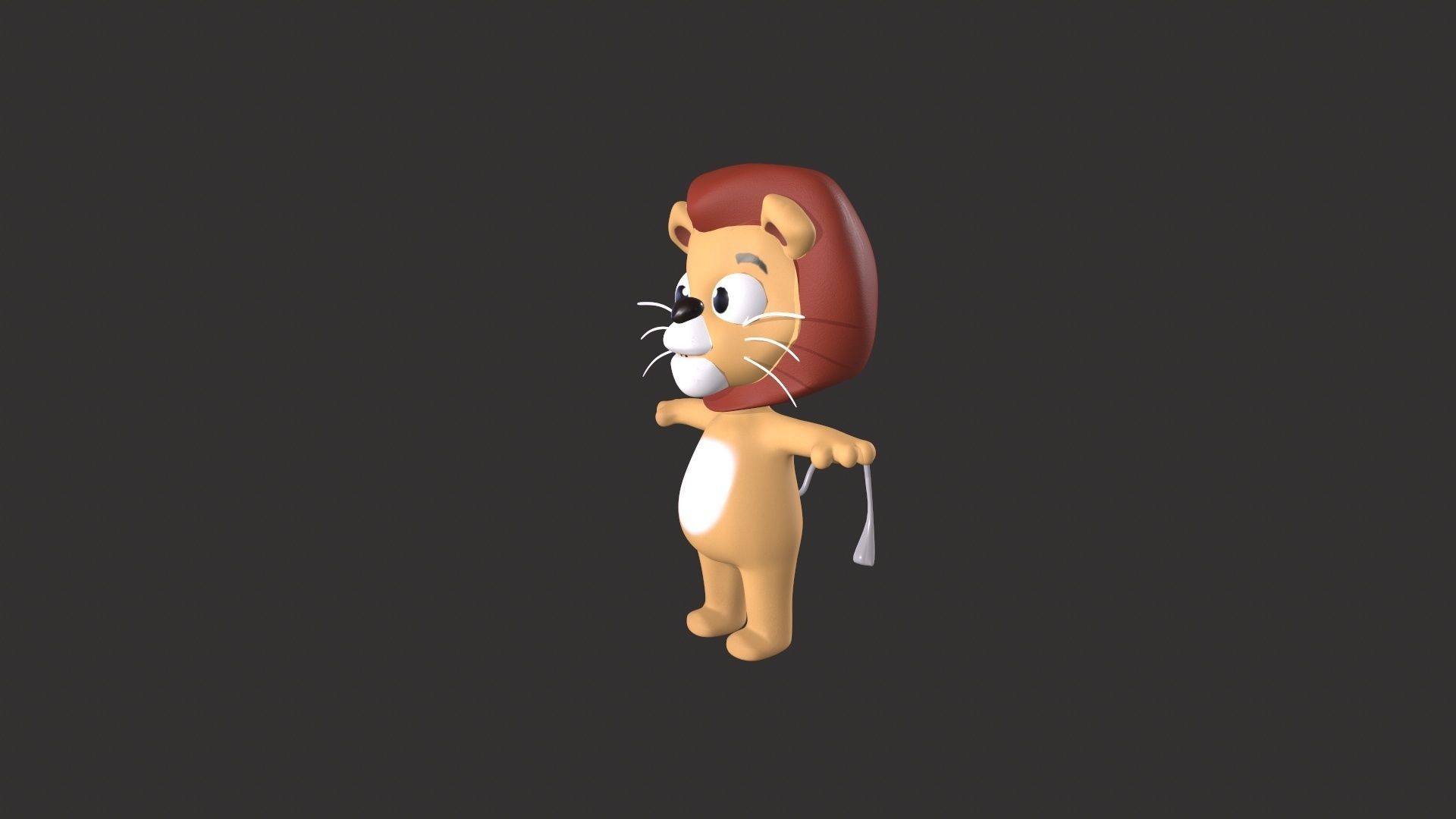 Cartoon 007 Character Lion Cute Low-poly 3D model_2