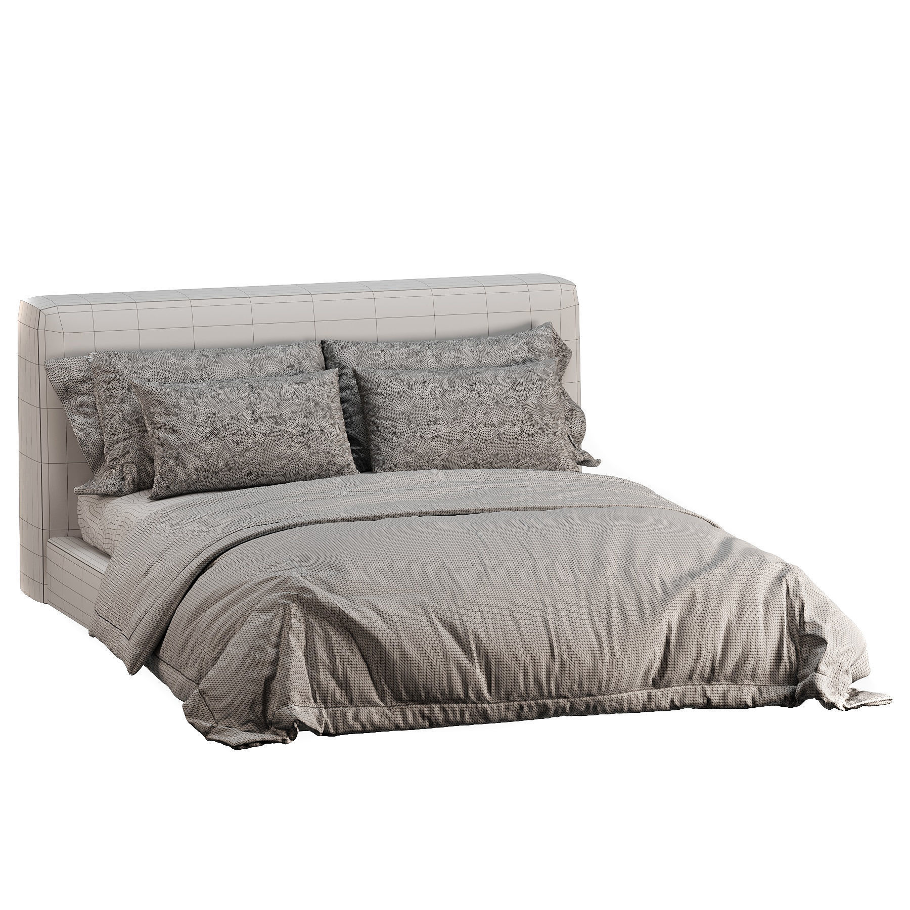 Aidan Bed Pebble Pewter 3D model_3